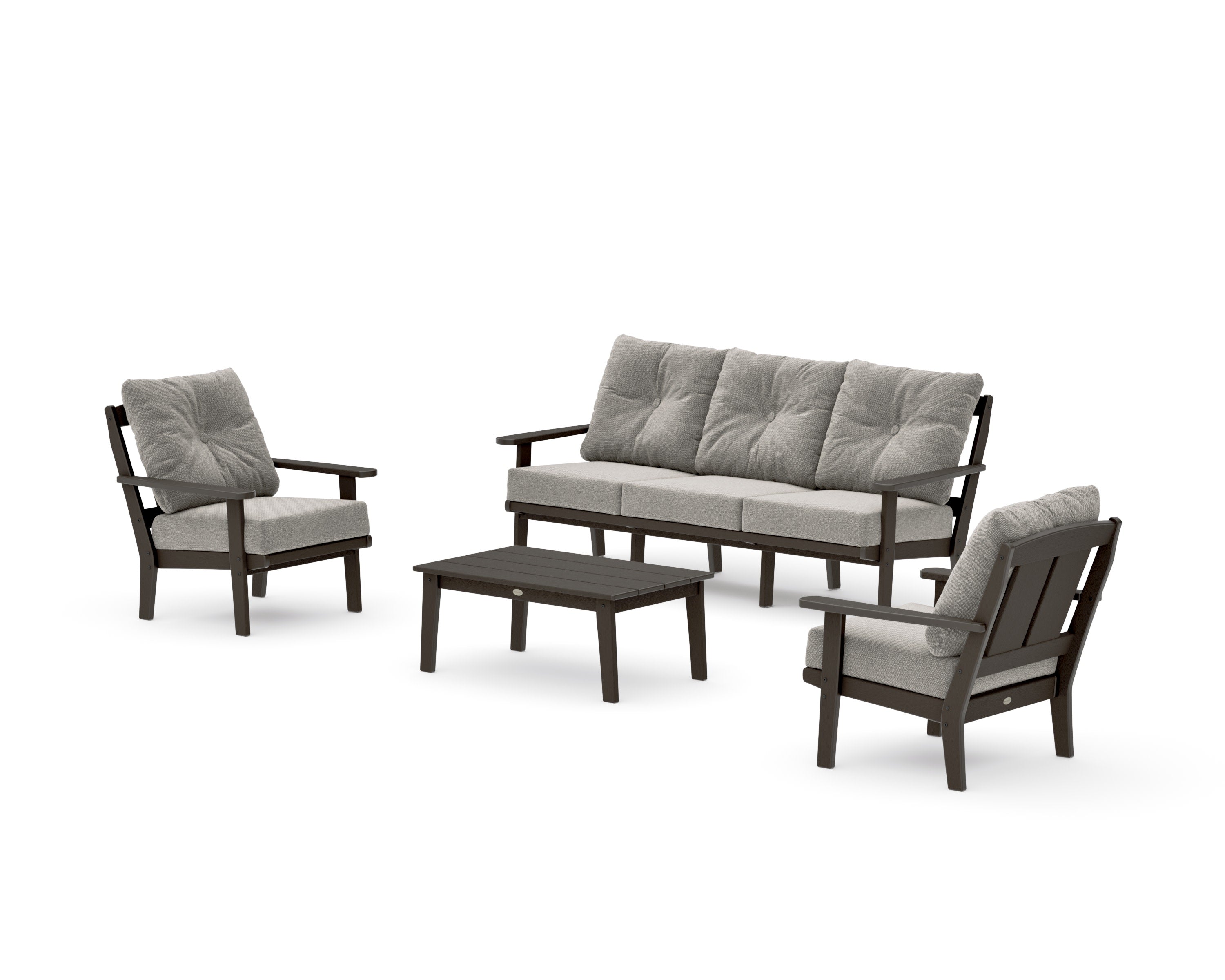 Mission 4-Piece Deep Seating Set with Sofa in Vintage Coffee / Weathered Tweed