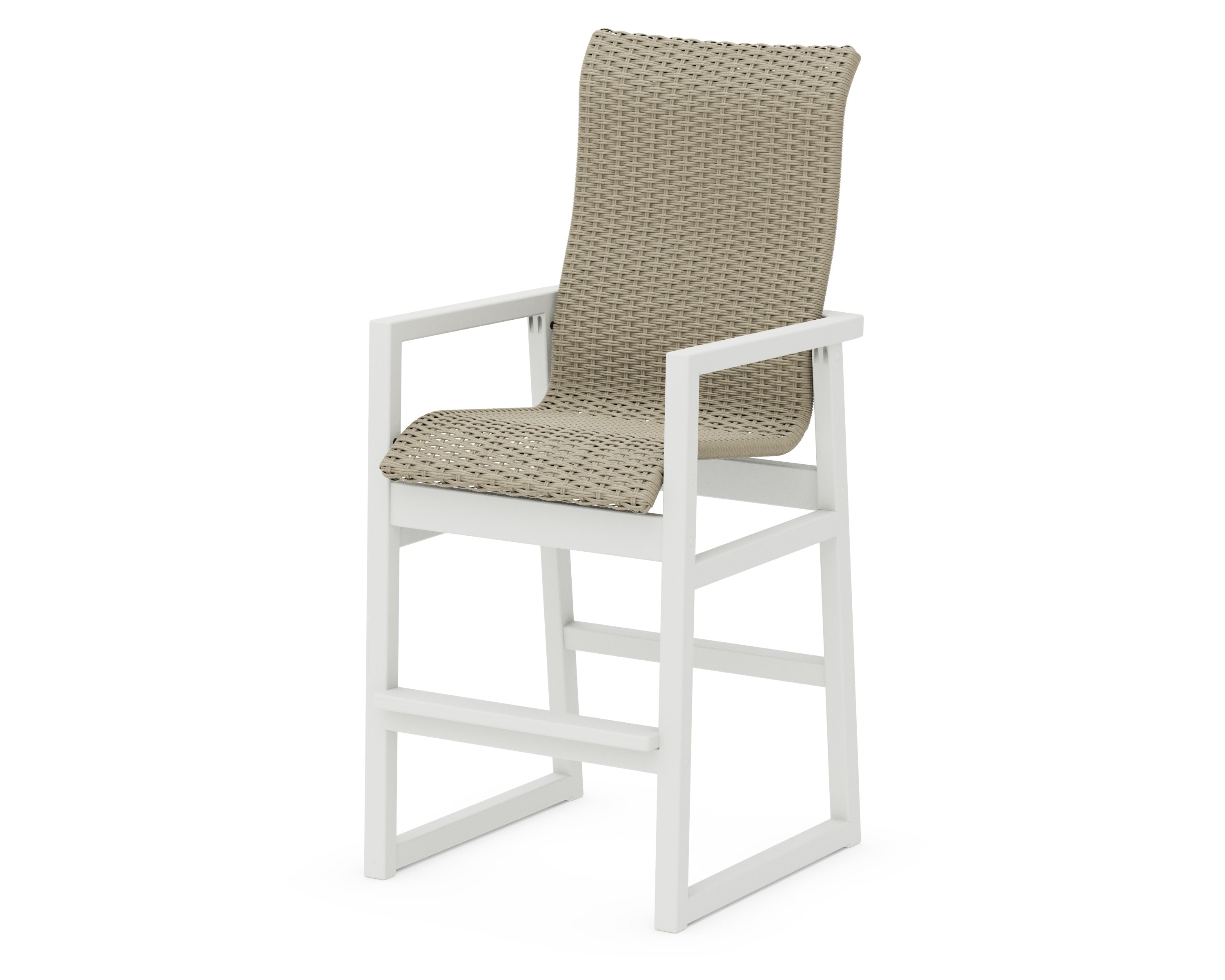 EDGE Woven High-Back Bar Arm Chair in White / Dune Grass
