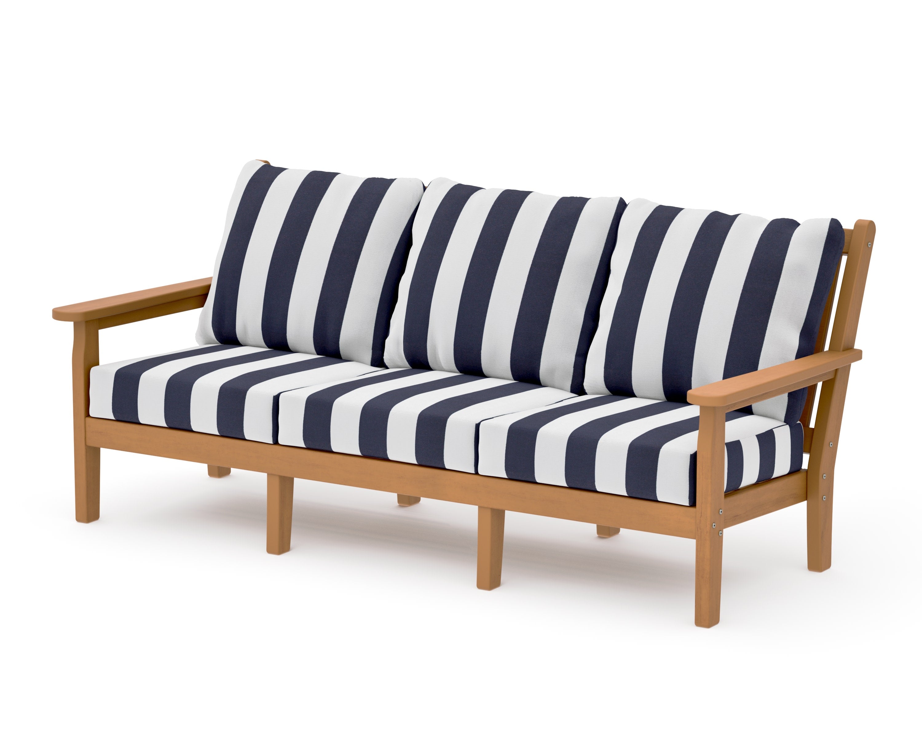 Chippendale Deep Seating Sofa in Natural / Cabana Stripe Navy
