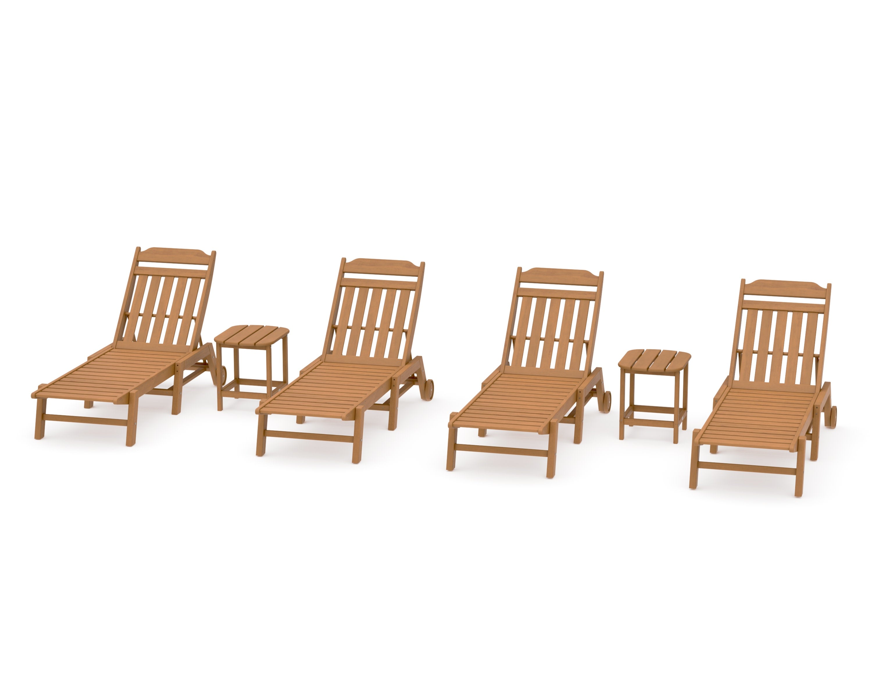 Cottage 6-Piece Chaise Set with Wheels in Natural