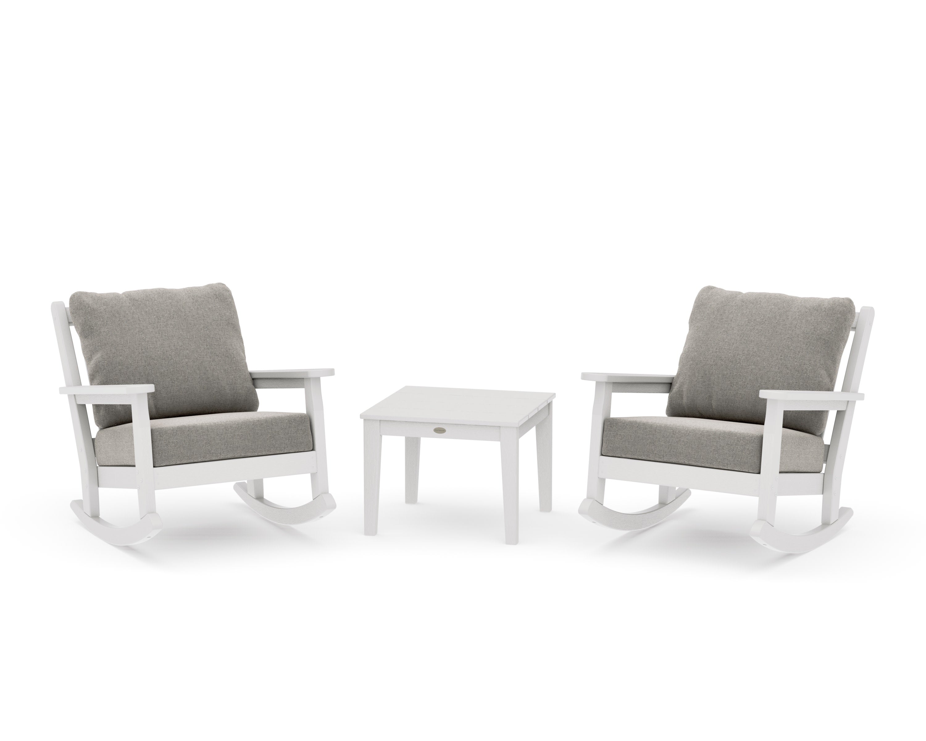 Chippendale 3-Piece Deep Seating Rocker Set in Vintage White / Weathered Tweed