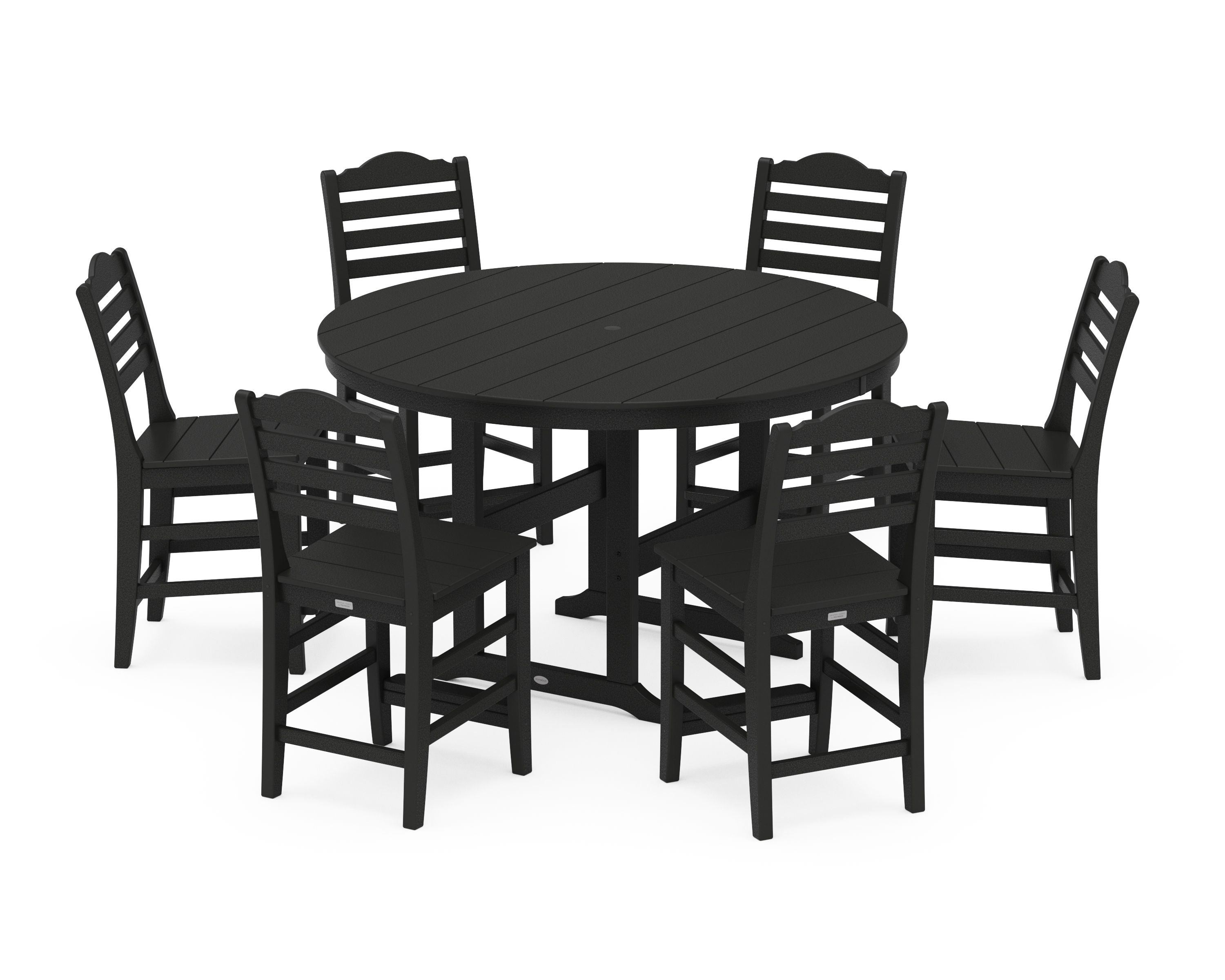 Savannah 7-Piece Farmhouse Side Chair Round Counter Set in Black