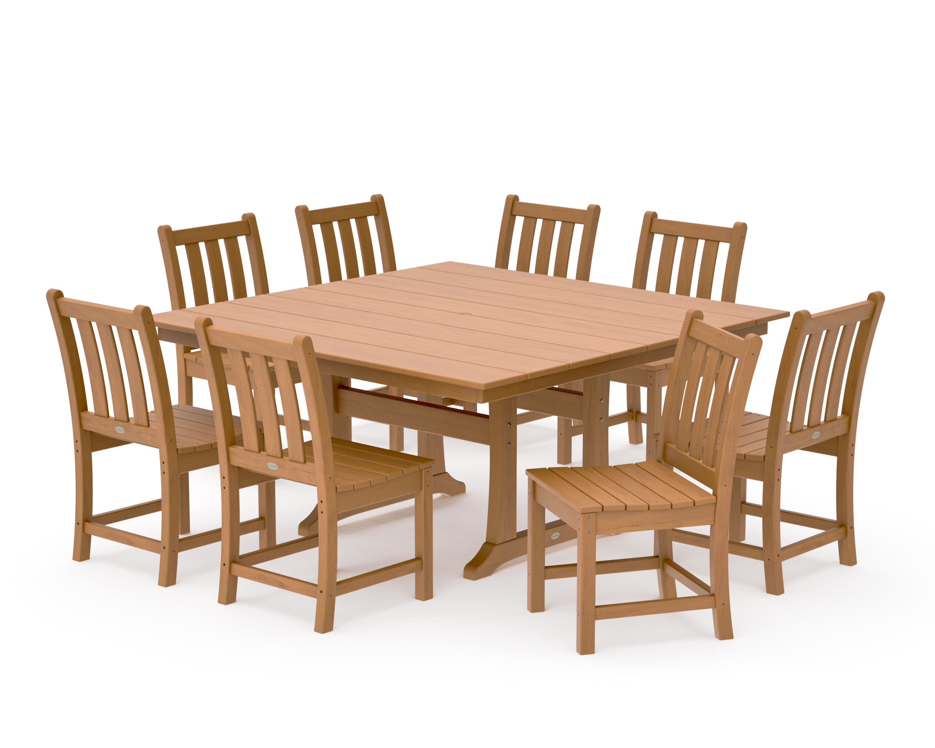 Traditional Garden 9-Piece Farmhouse Trestle Dining Set in Natural