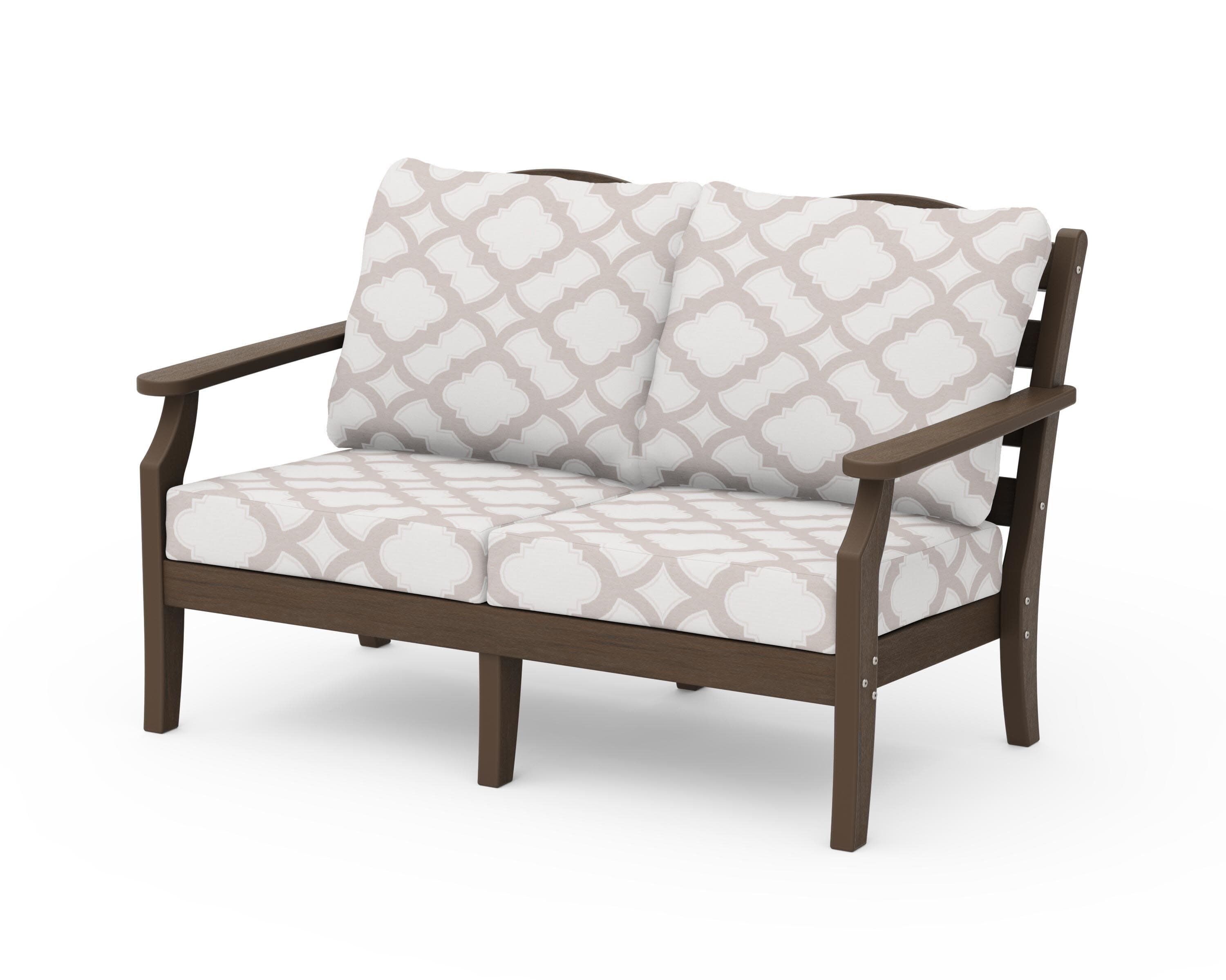 Savannah Deep Seating Loveseat in Kona / Trellis Dune Burlap