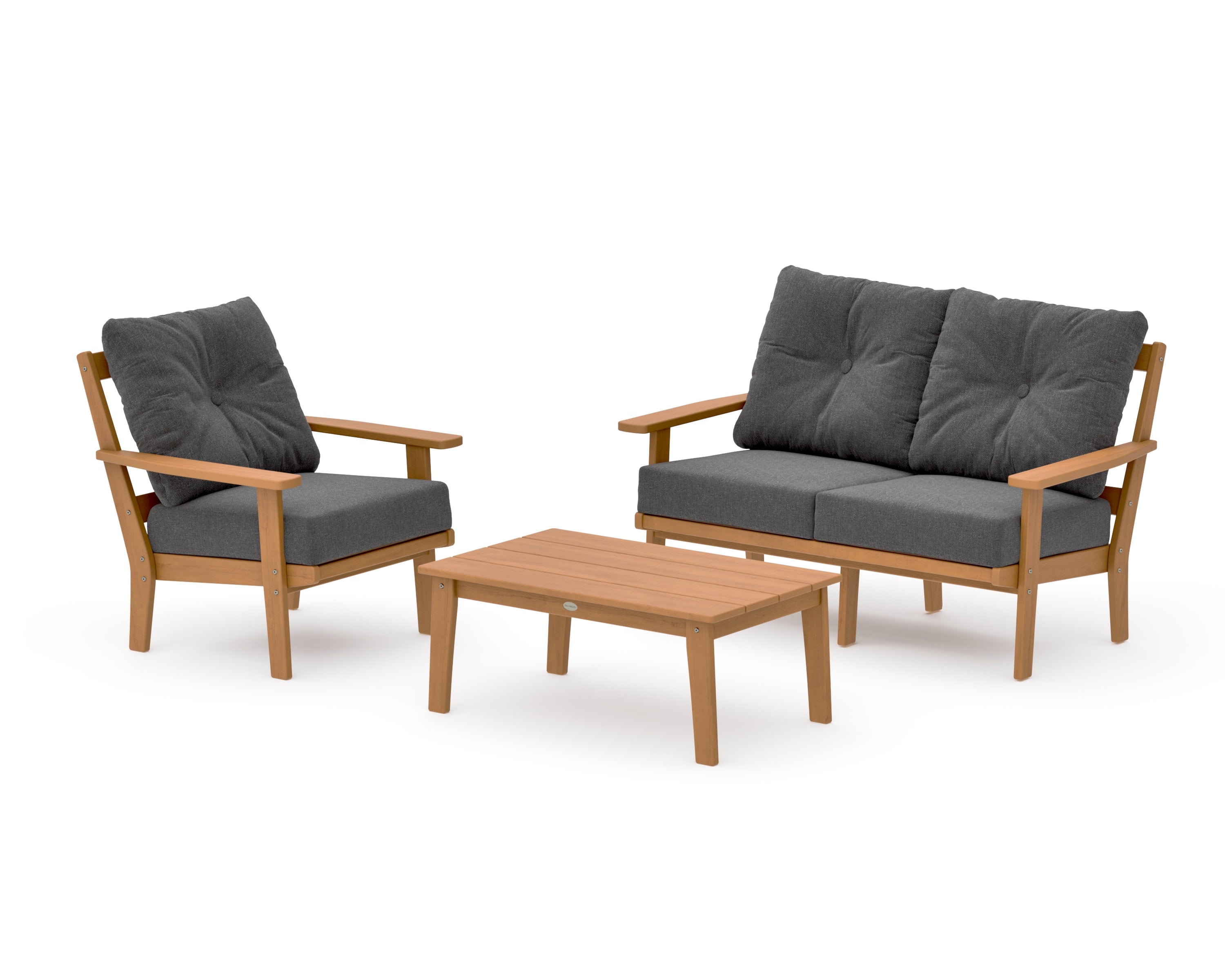 Prairie 3-Piece Deep Seating Set with Loveseat in Natural / Ash Charcoal