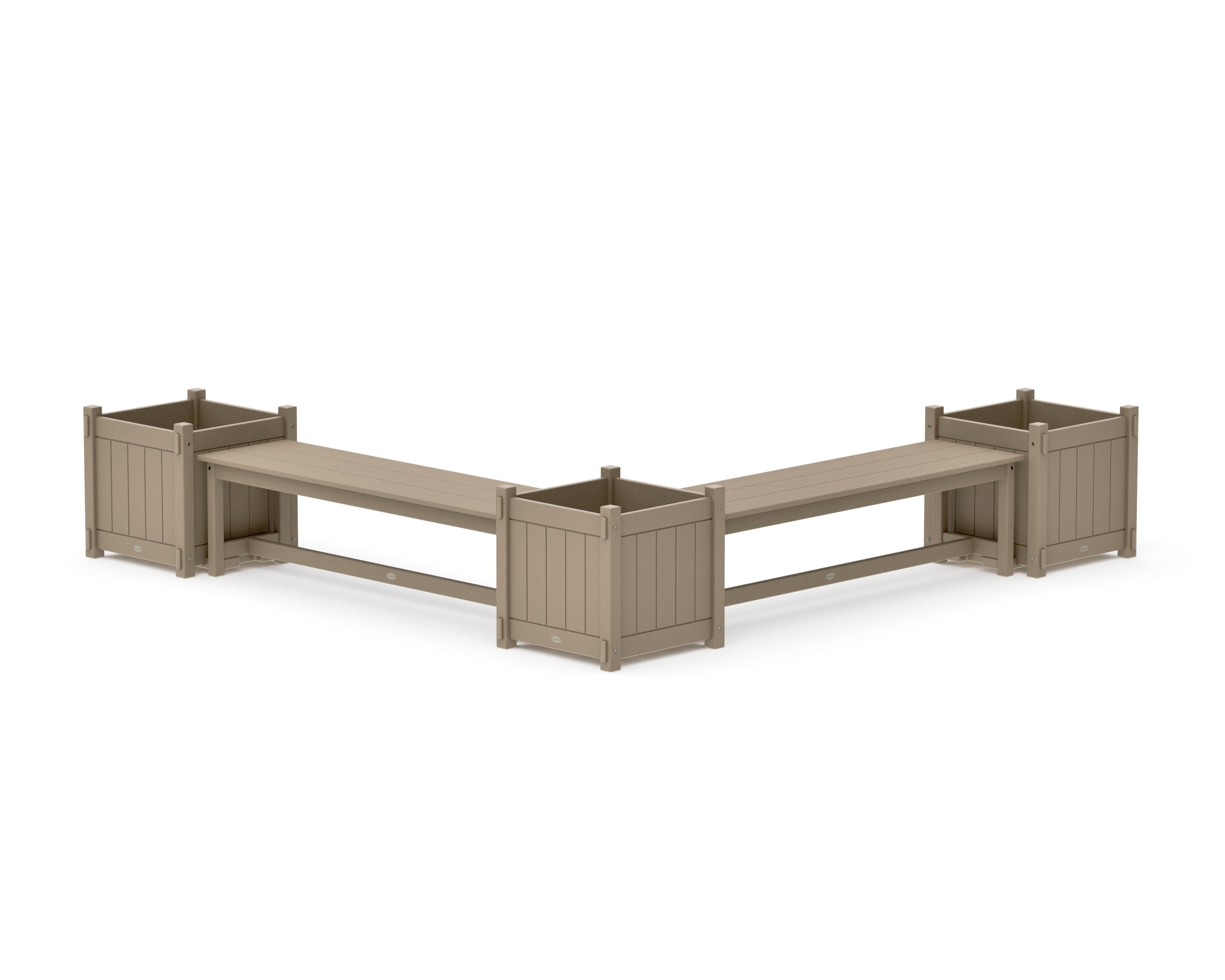 60" Vineyard L- Shaped Planter Bench Corner Set - Large in Vintage Sahara