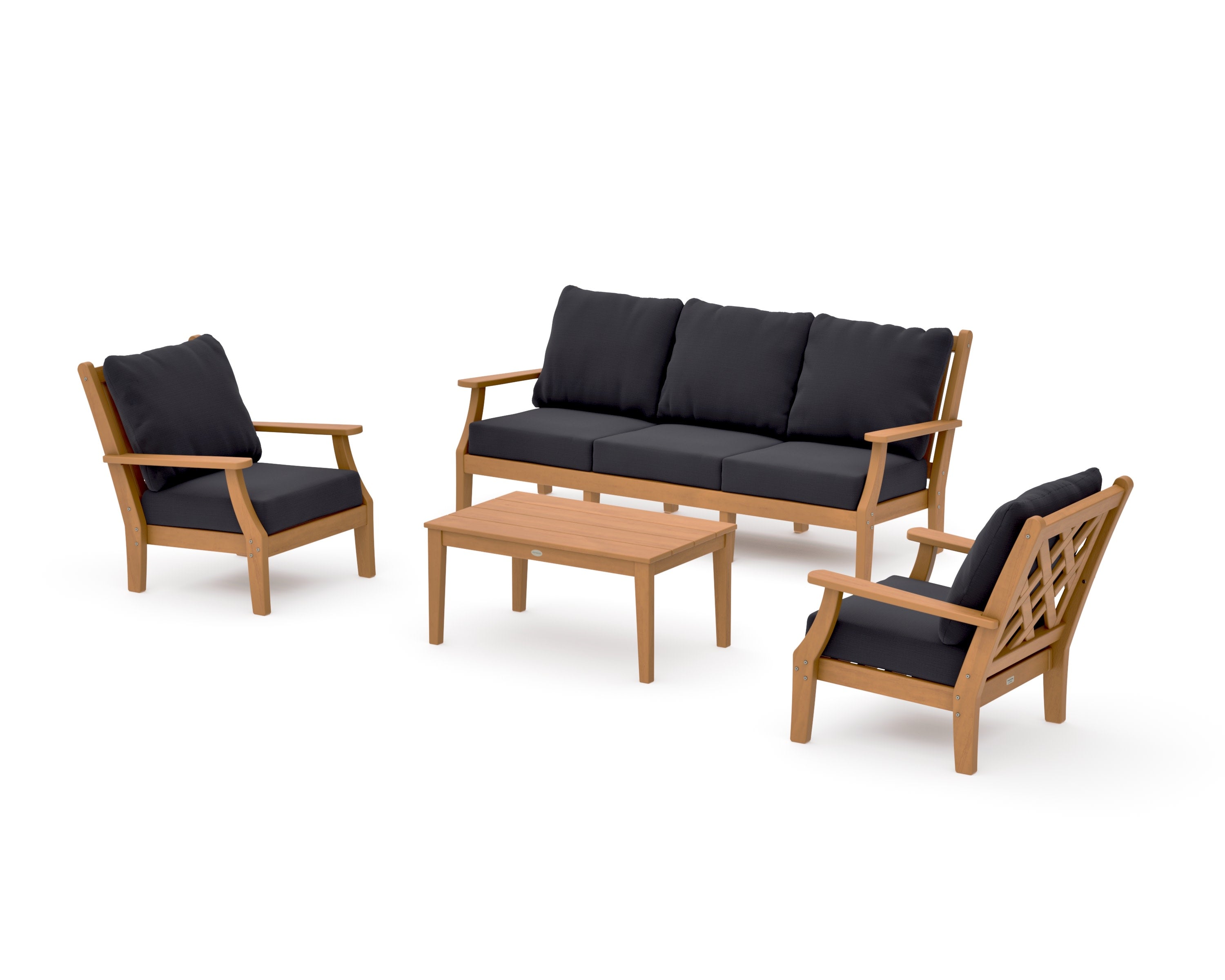 Wovendale 4-Piece Deep Seating Set with Sofa in Natural / Midnight Linen