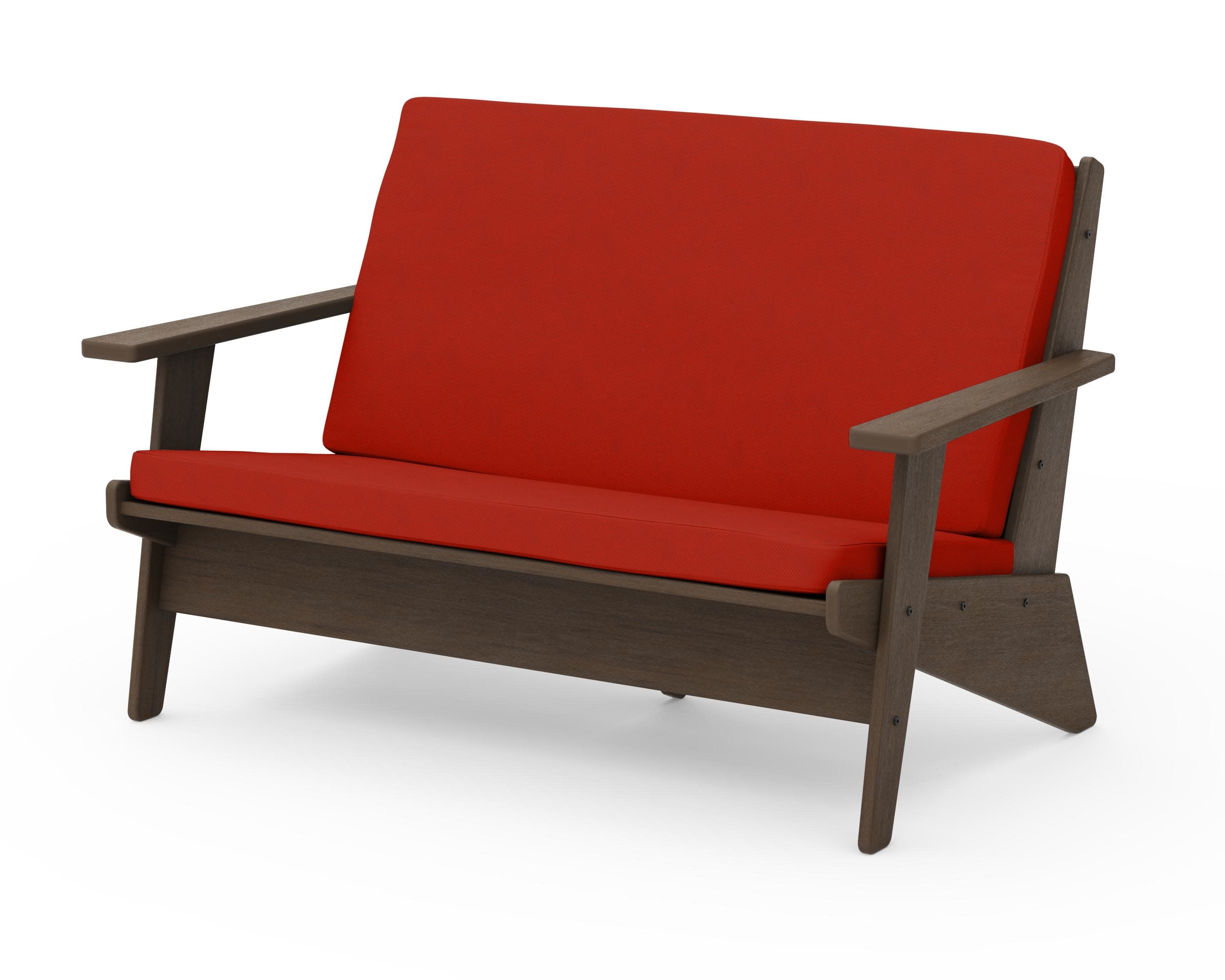 Riviera Modern Lounge Loveseat in Kona / Canvas Jockey Red