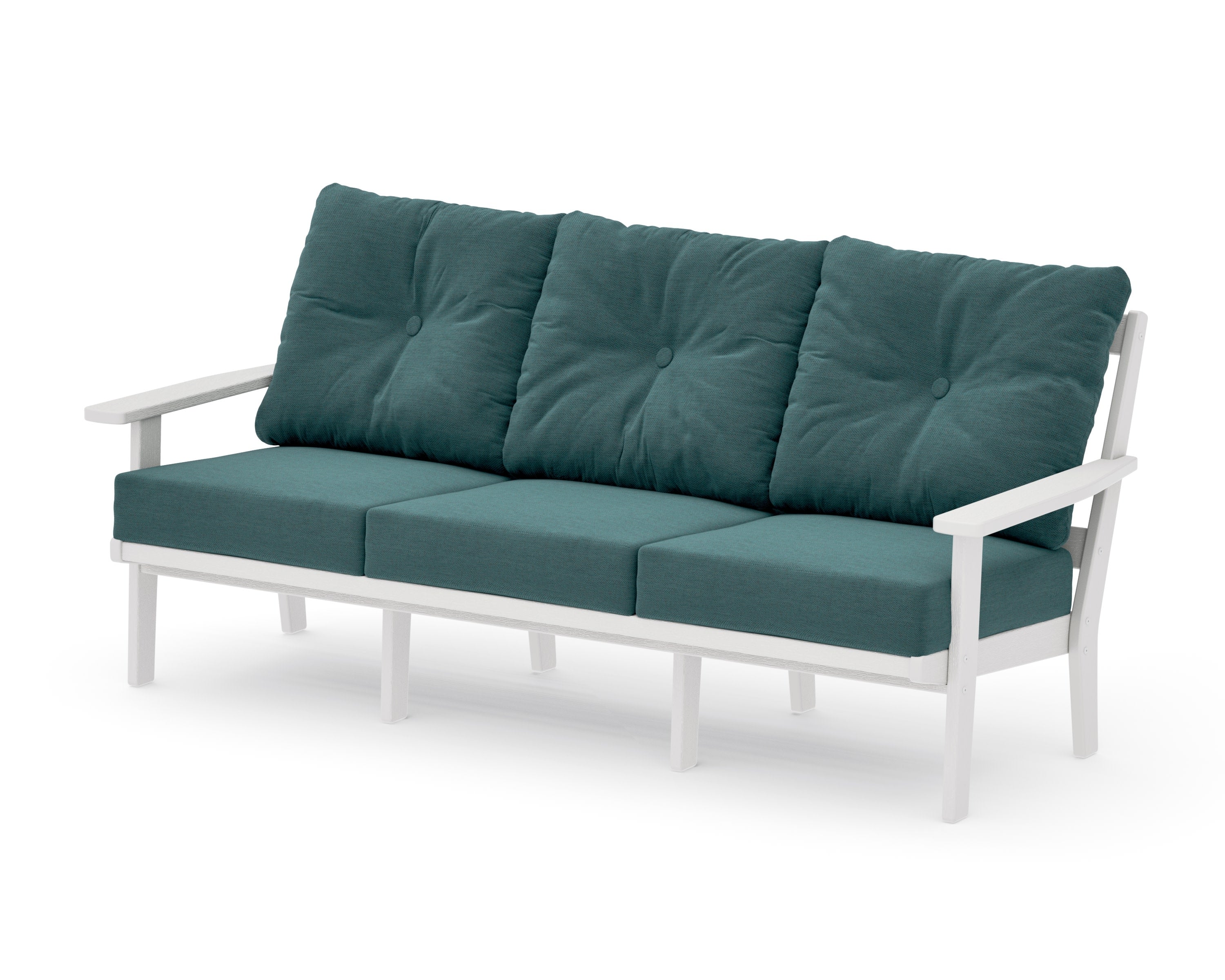 PrairieDeep Seating Sofa in Vintage White / Ocean Teal