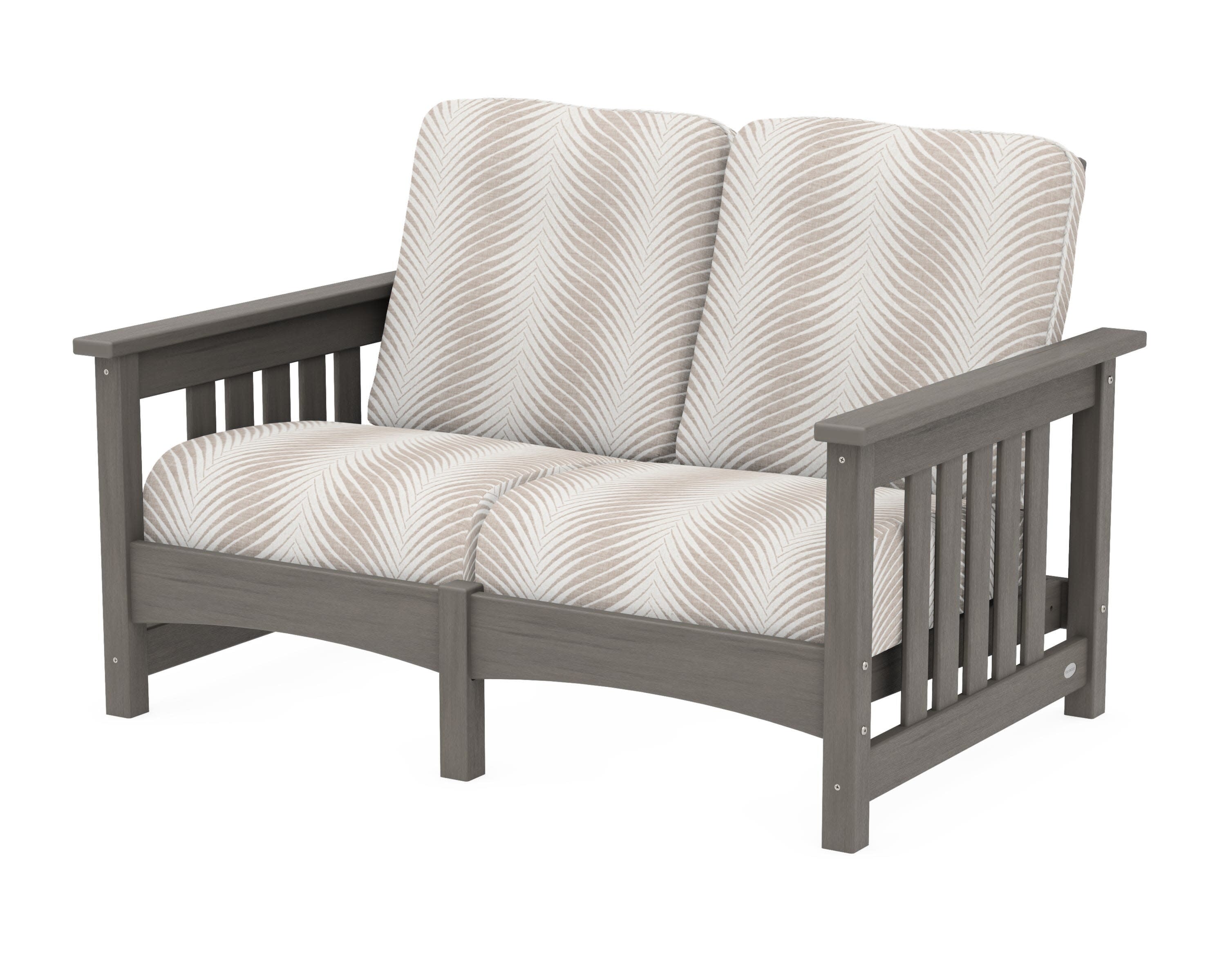 Club Mission Loveseat in Driftwood / Clock Out Cloud