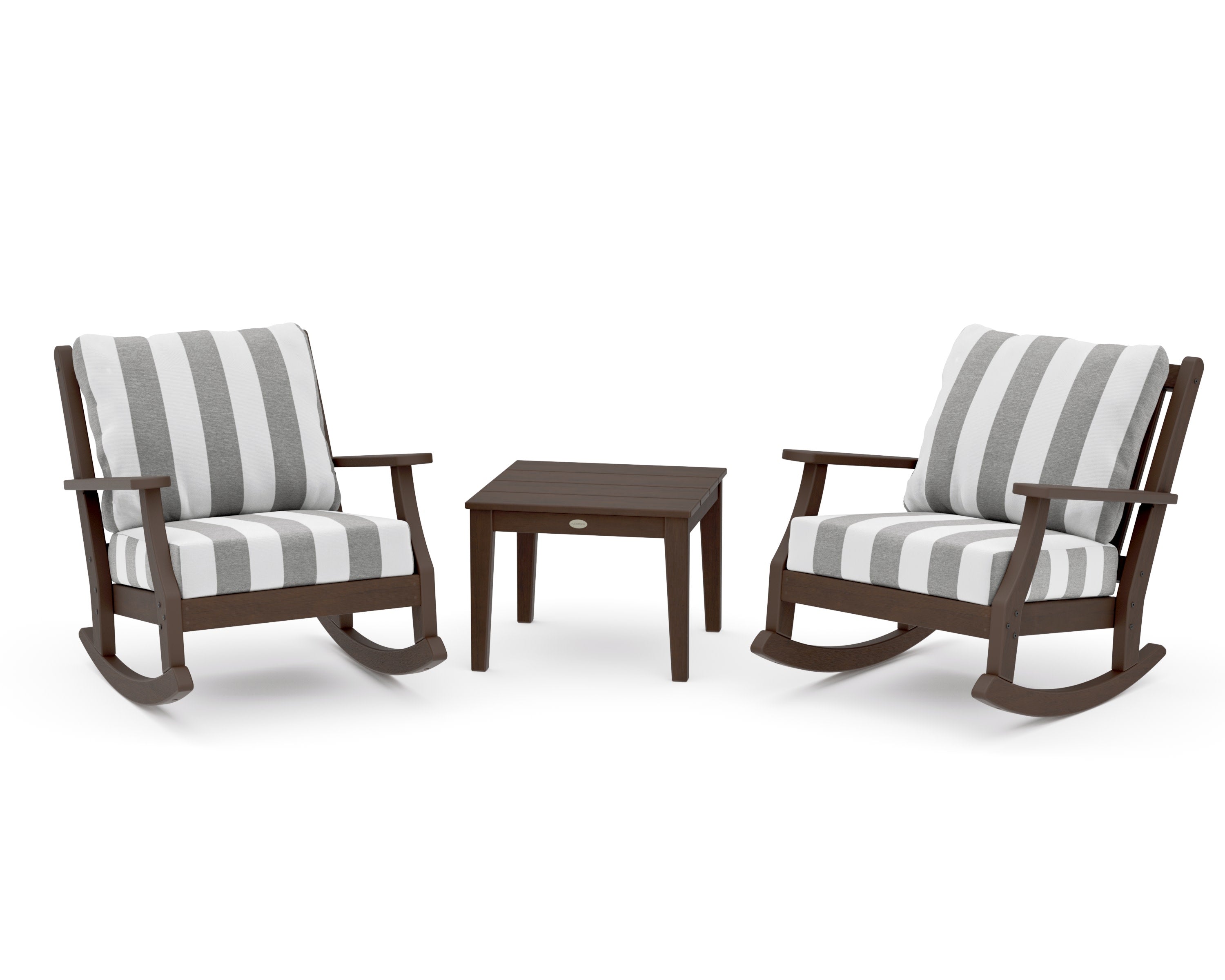 Wovendale 3-Piece Deep Seating Rocker Set in Kona / Cabana Stripe Grey Mist