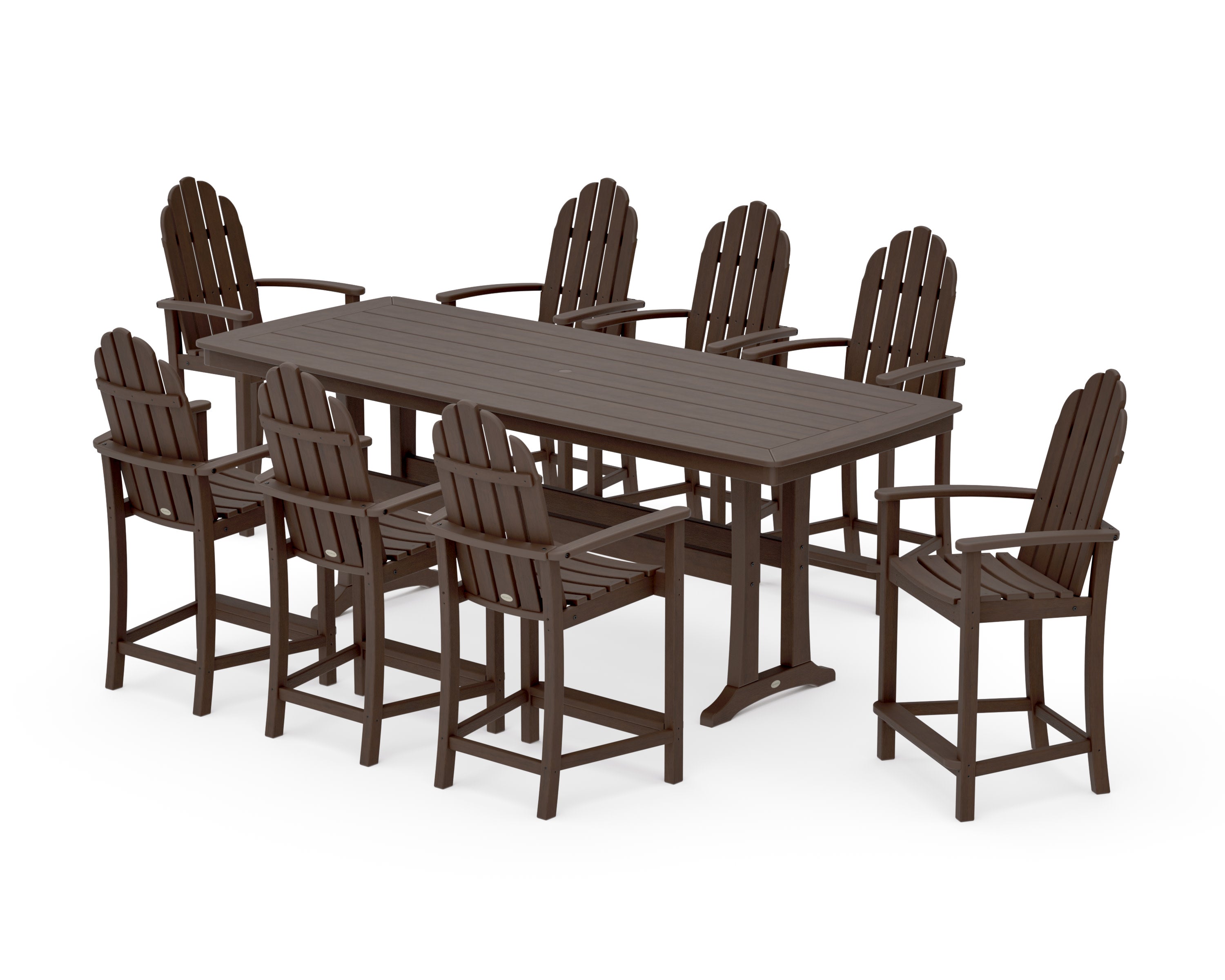 Classic Adirondack 9-Piece Counter Set with Trestle Legs in Kona