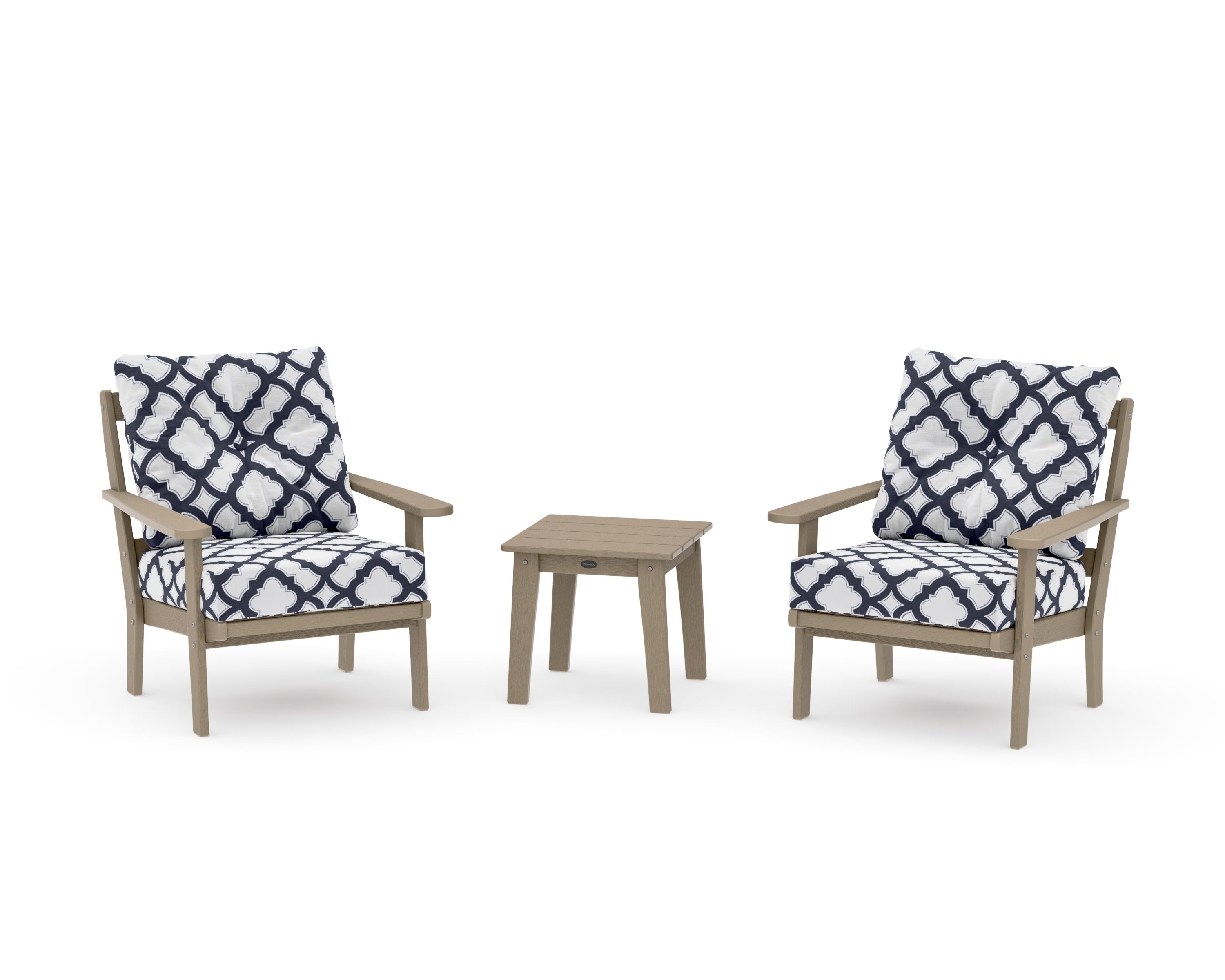 Mission 3-Piece Deep Seating Set in Vintage Sahara / Trellis Navy