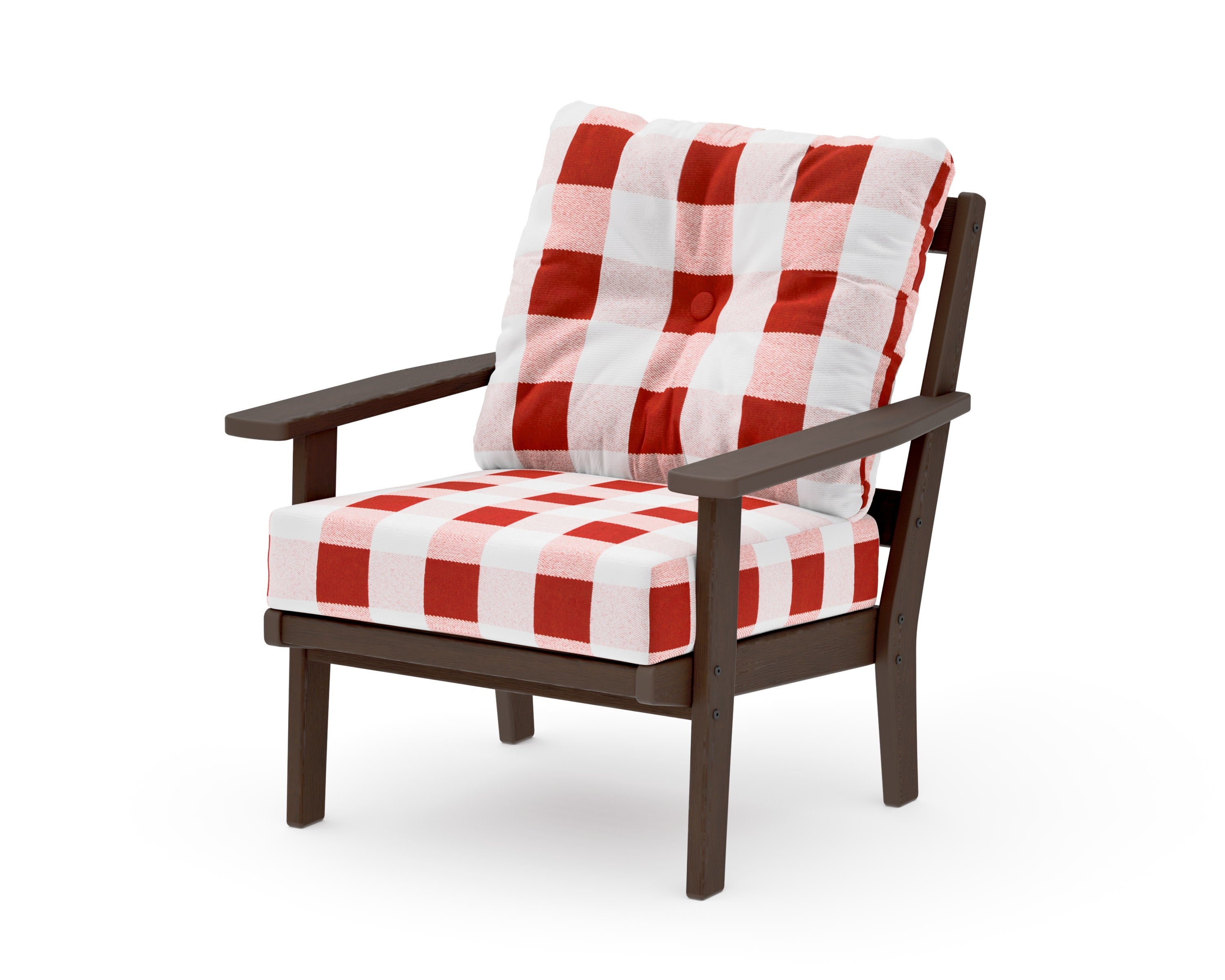 Prairie Deep Seating Chair in Kona / Buffalo Plaid Crimson