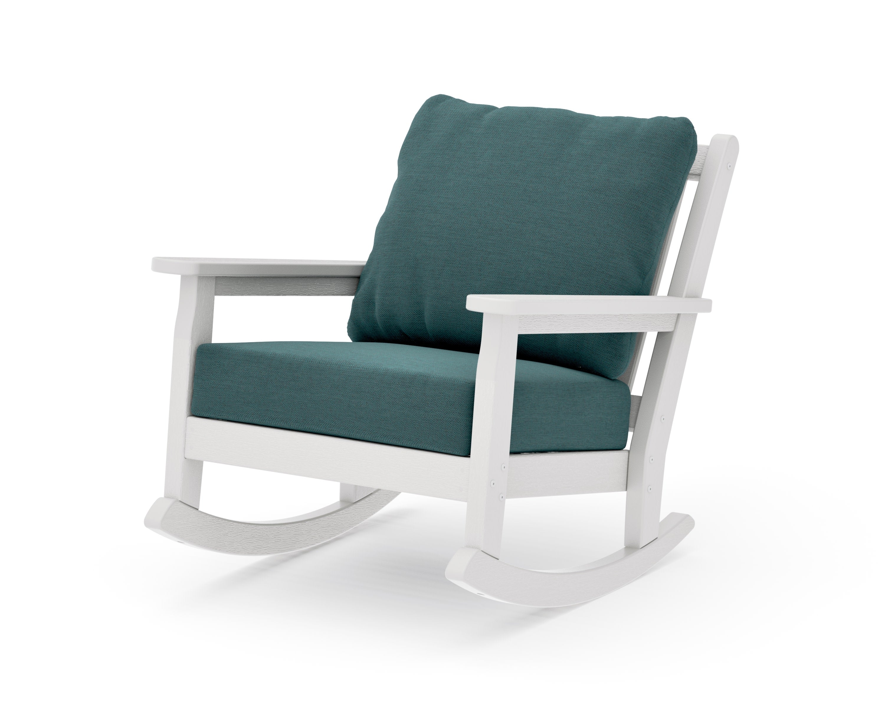 Chippendale Deep Seating Rocking Chair in Vintage White / Ocean Teal