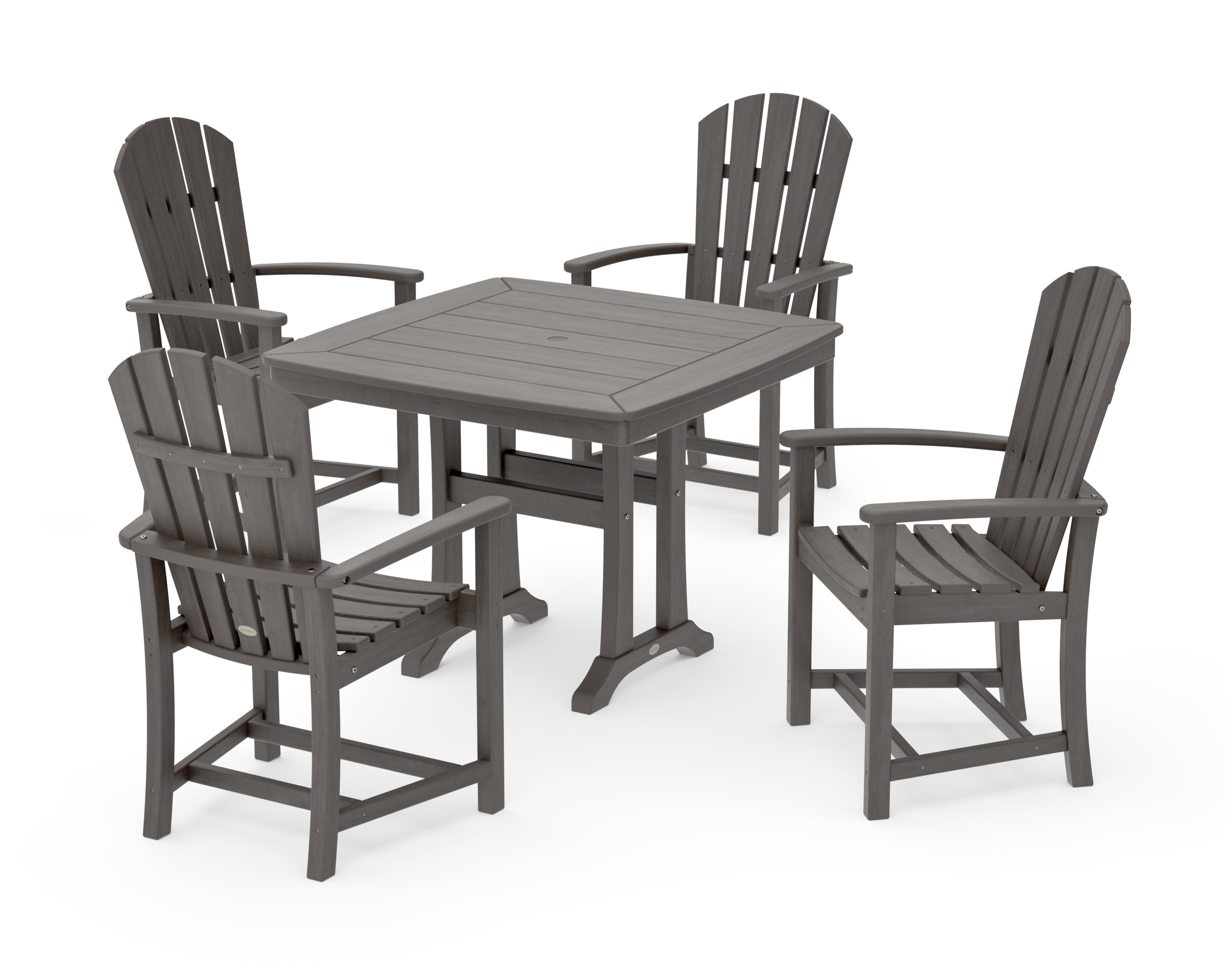 Palm Coast 5-Piece Dining Set with Trestle Legs in Driftwood