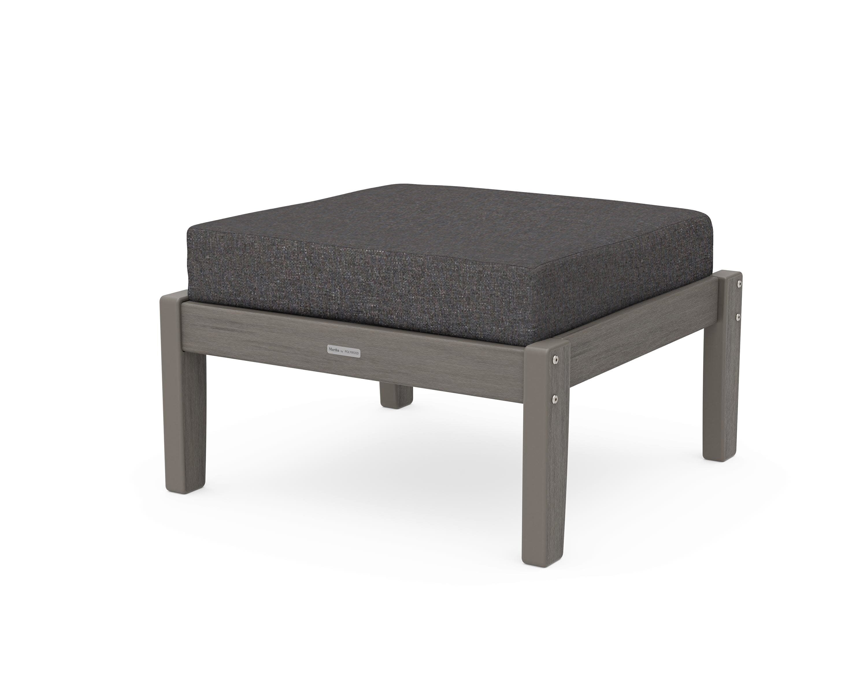 Chinoiserie Deep Seating Ottoman in Driftwood / Ash Charcoal