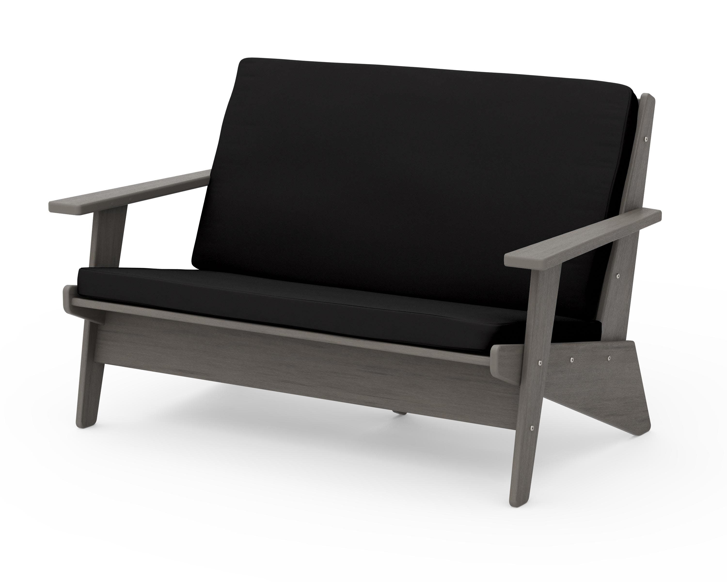 Riviera Modern Lounge Loveseat in Driftwood / Canvas Black