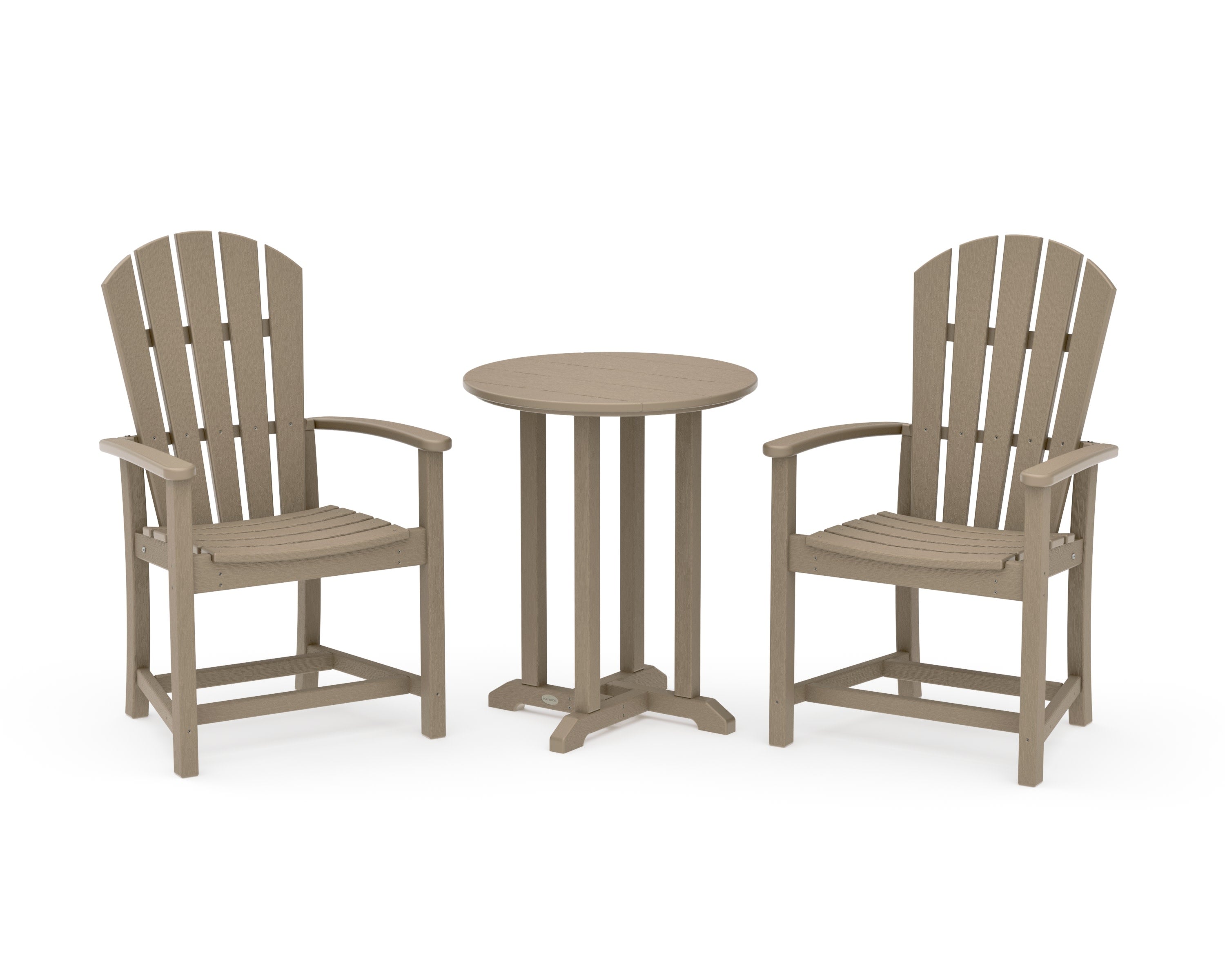 Palm Coast 3-Piece Round Farmhouse Bistro Dining Set in Vintage Sahara