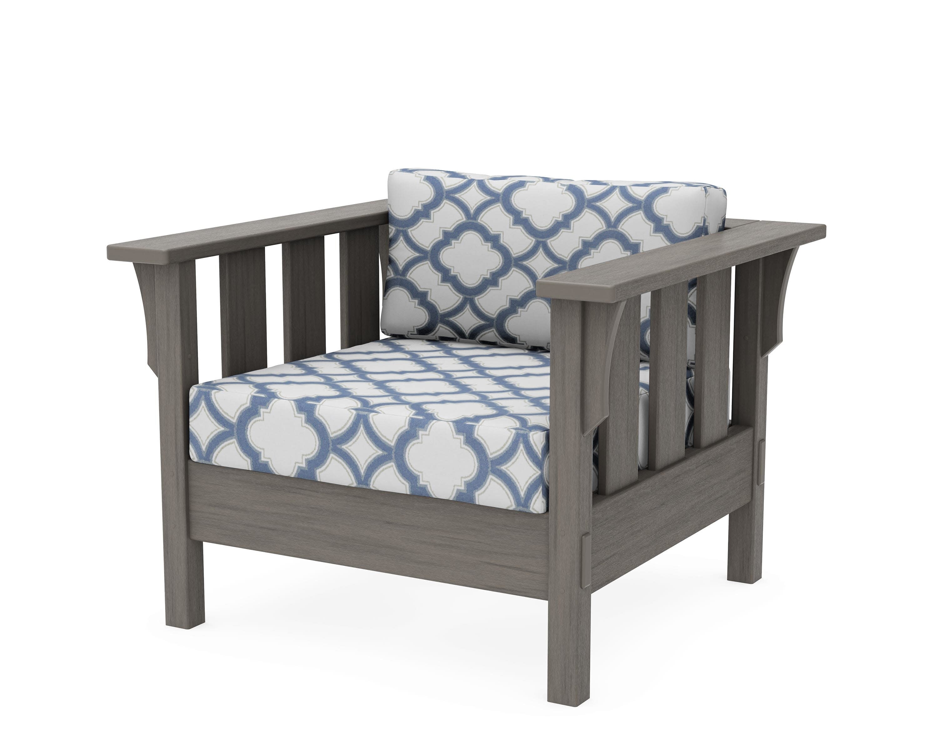 Acadia Deep Seating Chair in Driftwood / Trellis Sky Blue