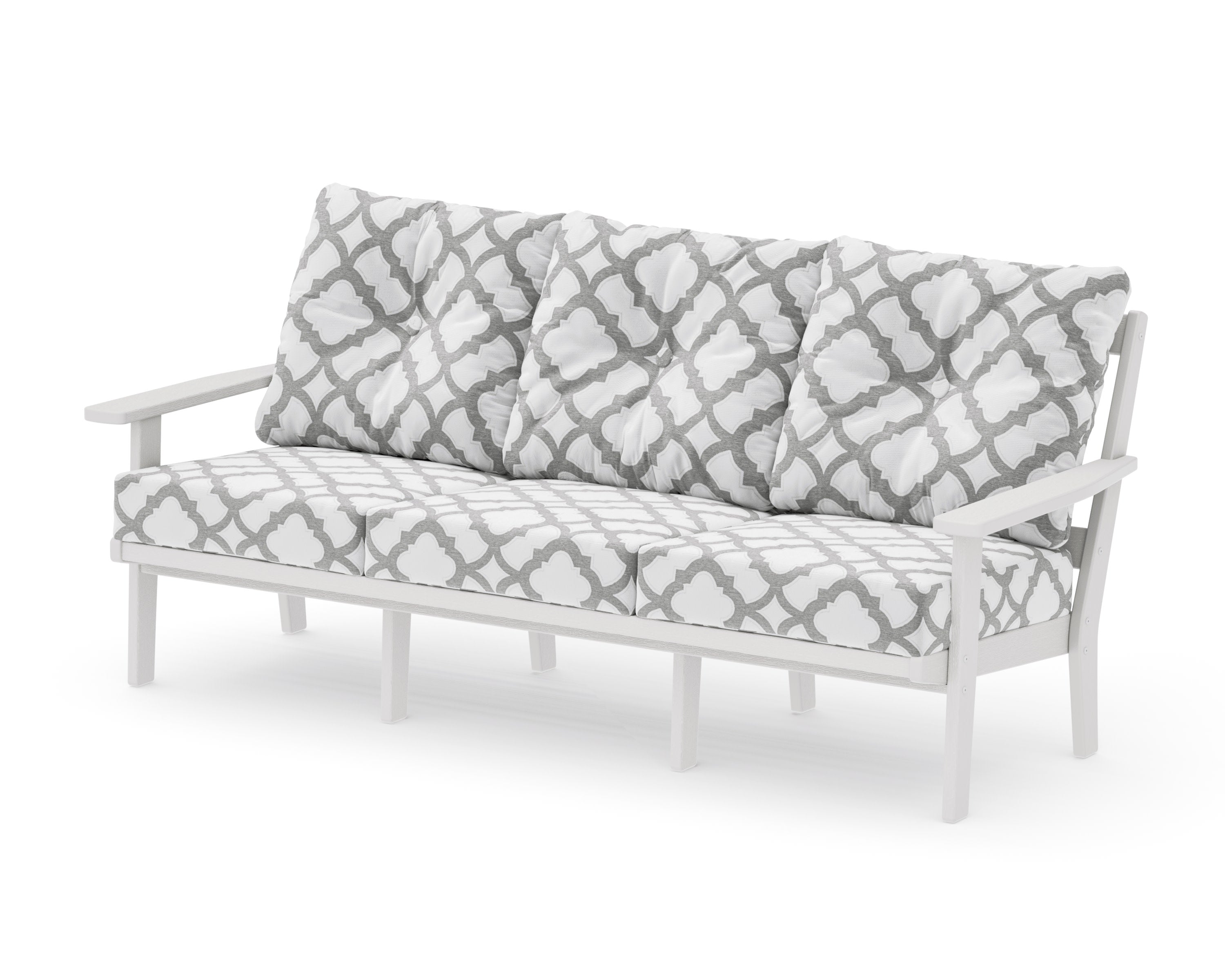 PrairieDeep Seating Sofa in Vintage White / Trellis Grey Mist
