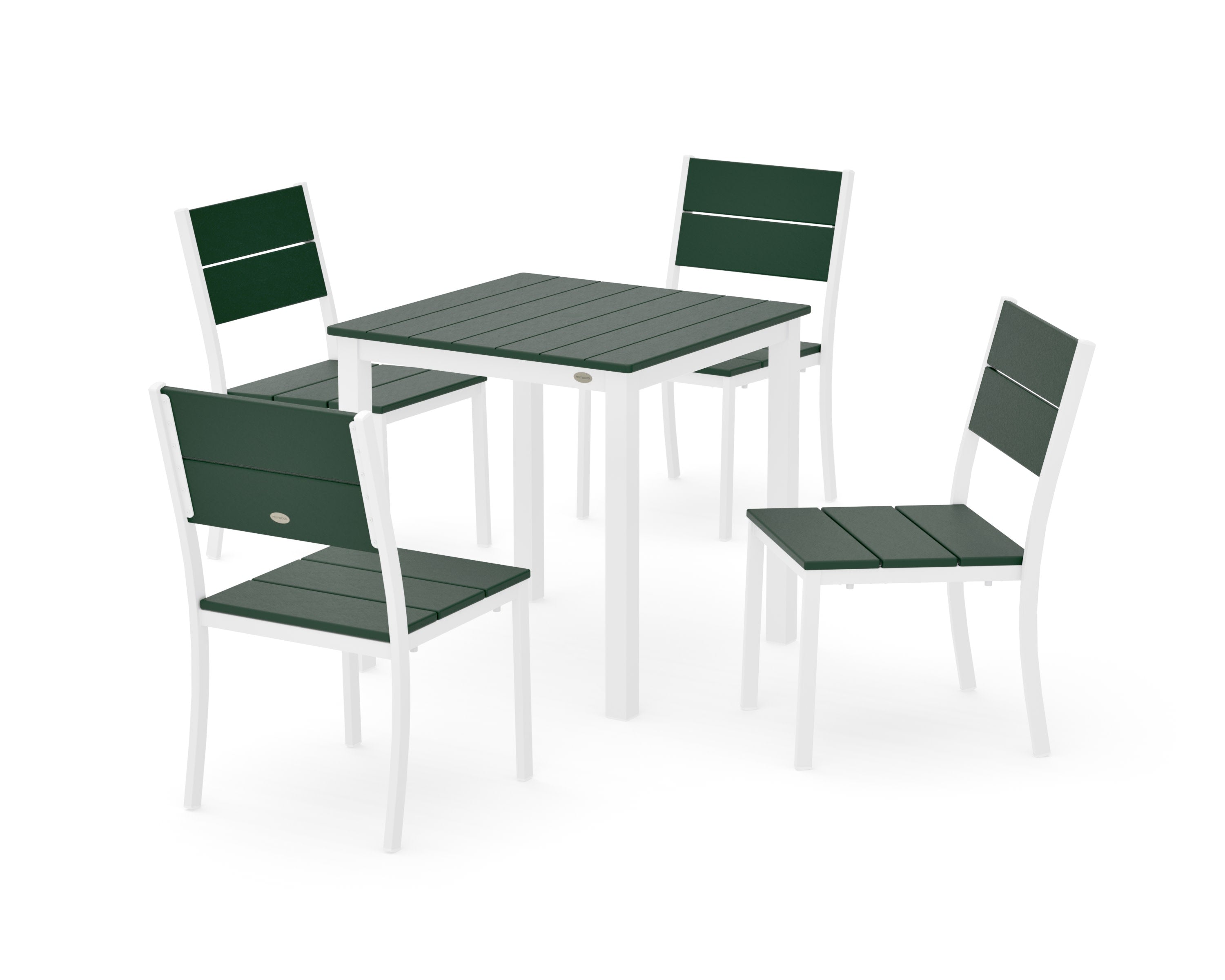 Main Street 5-Piece Square Dining Set- Small in White / Green
