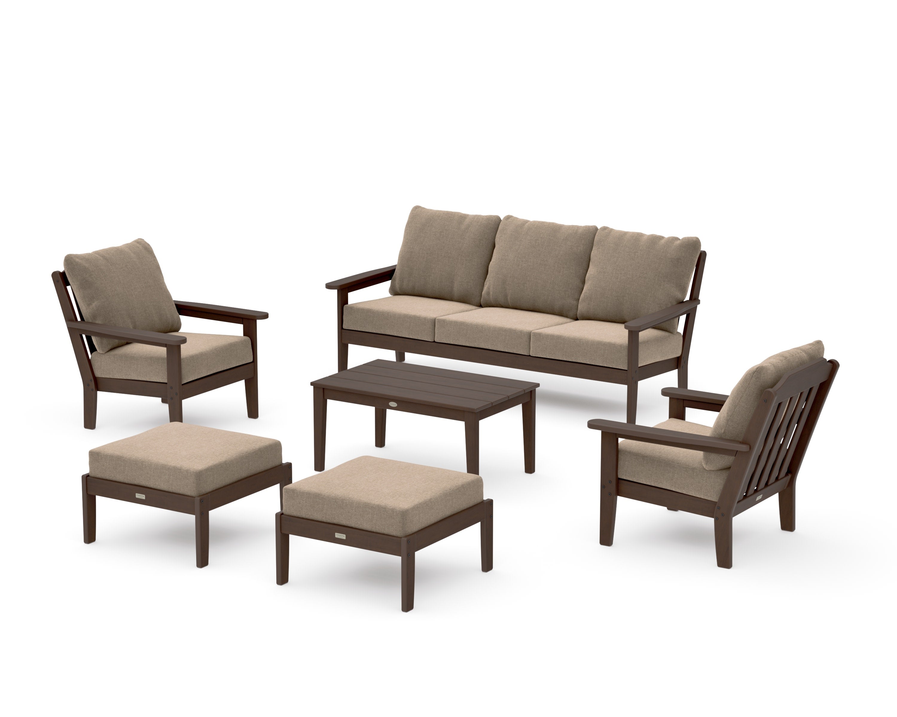 Cottage 6-Piece Lounge Sofa Set in Kona / Spiced Burlap