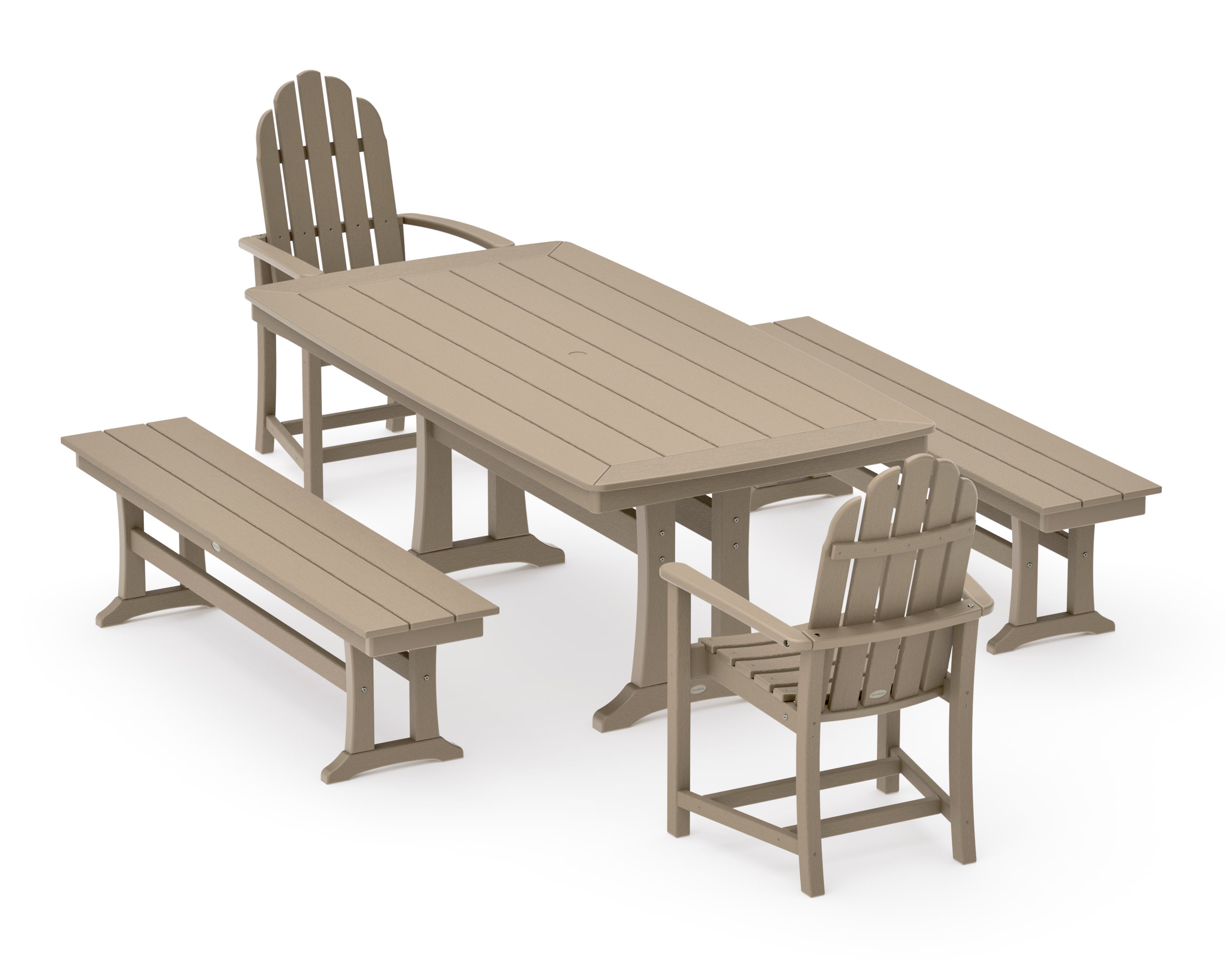 Classic Adirondack 5-Piece Dining Set with Trestle Legs in Vintage Sahara