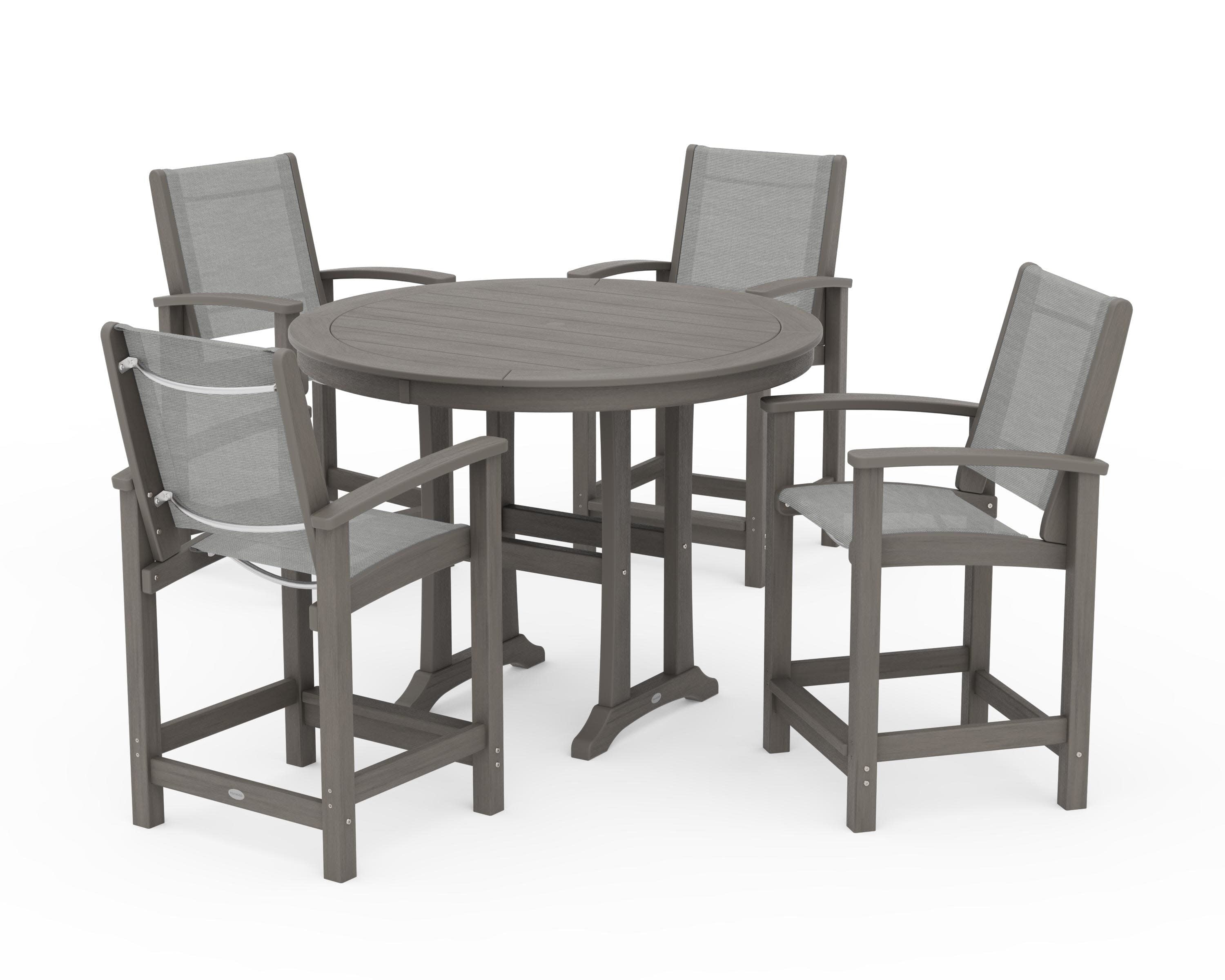 Coastal 5-Piece Counter Set in Driftwood / Metallic Sling