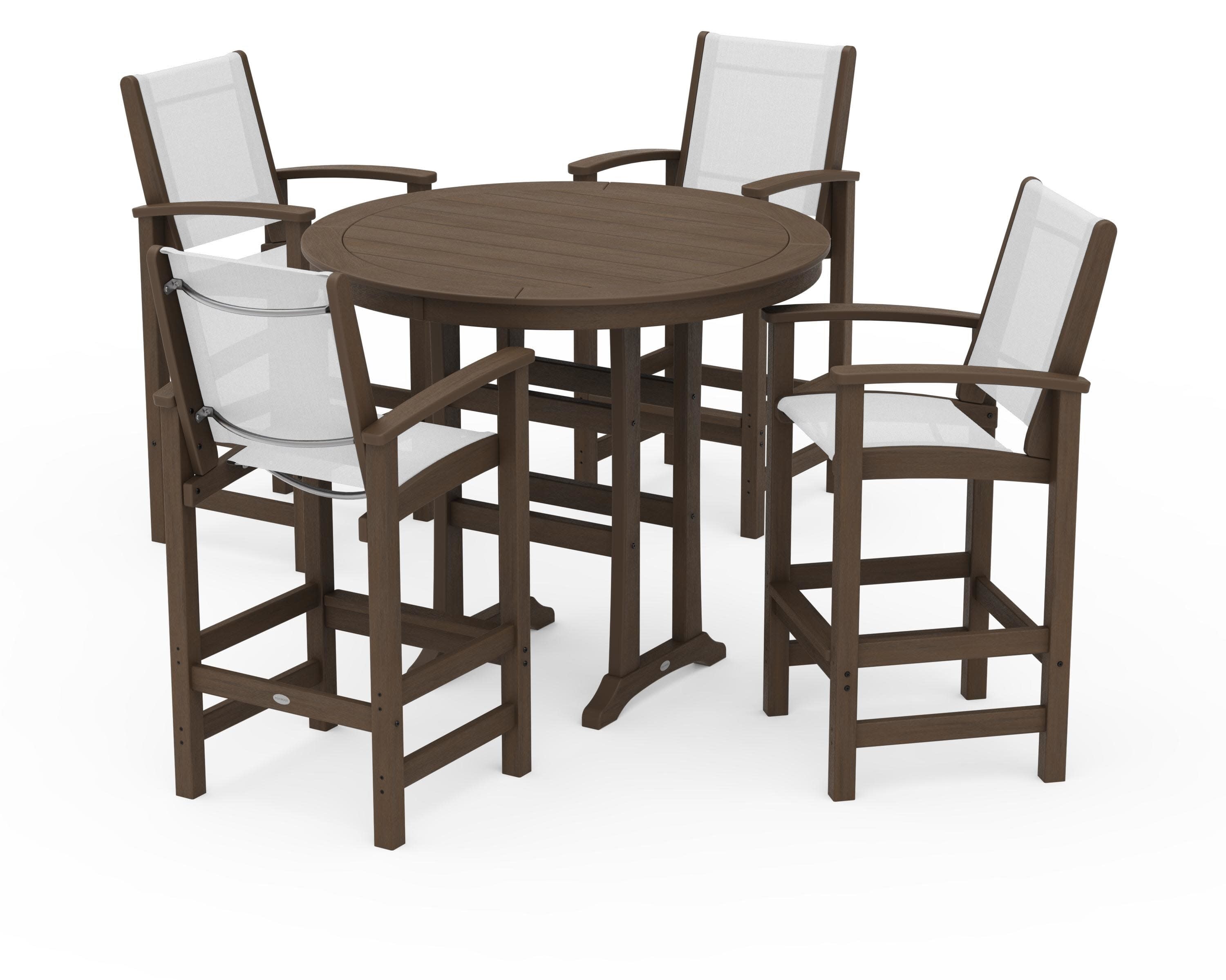 Coastal 5-Piece Nautical Trestle Bar Set in Kona / White Sling