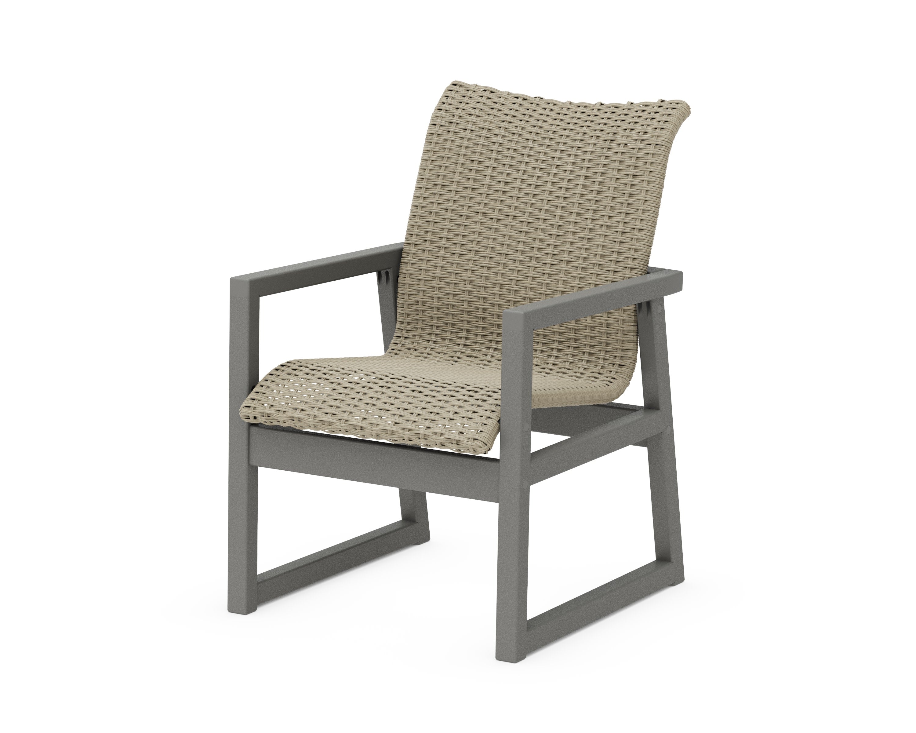 EDGE Woven Dining Arm Chair in Slate Grey / Dune Grass