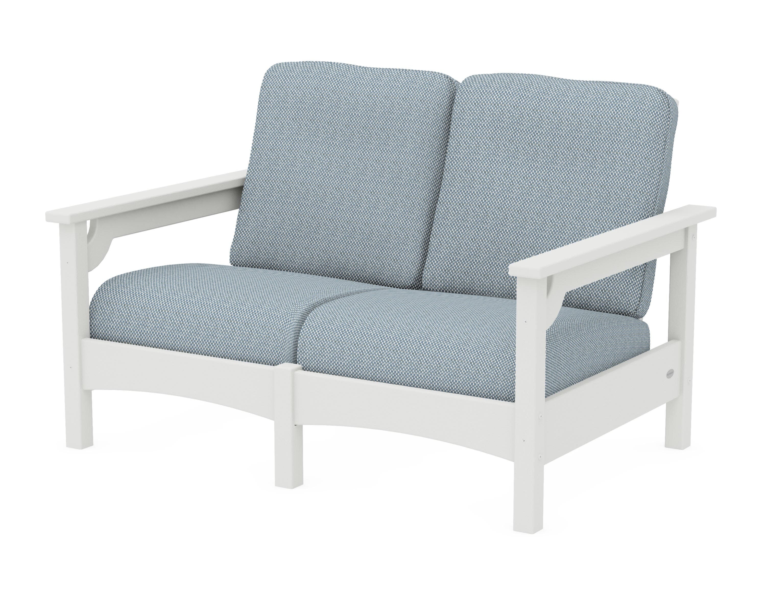 Club Loveseat in Vintage White / Exhale Sky