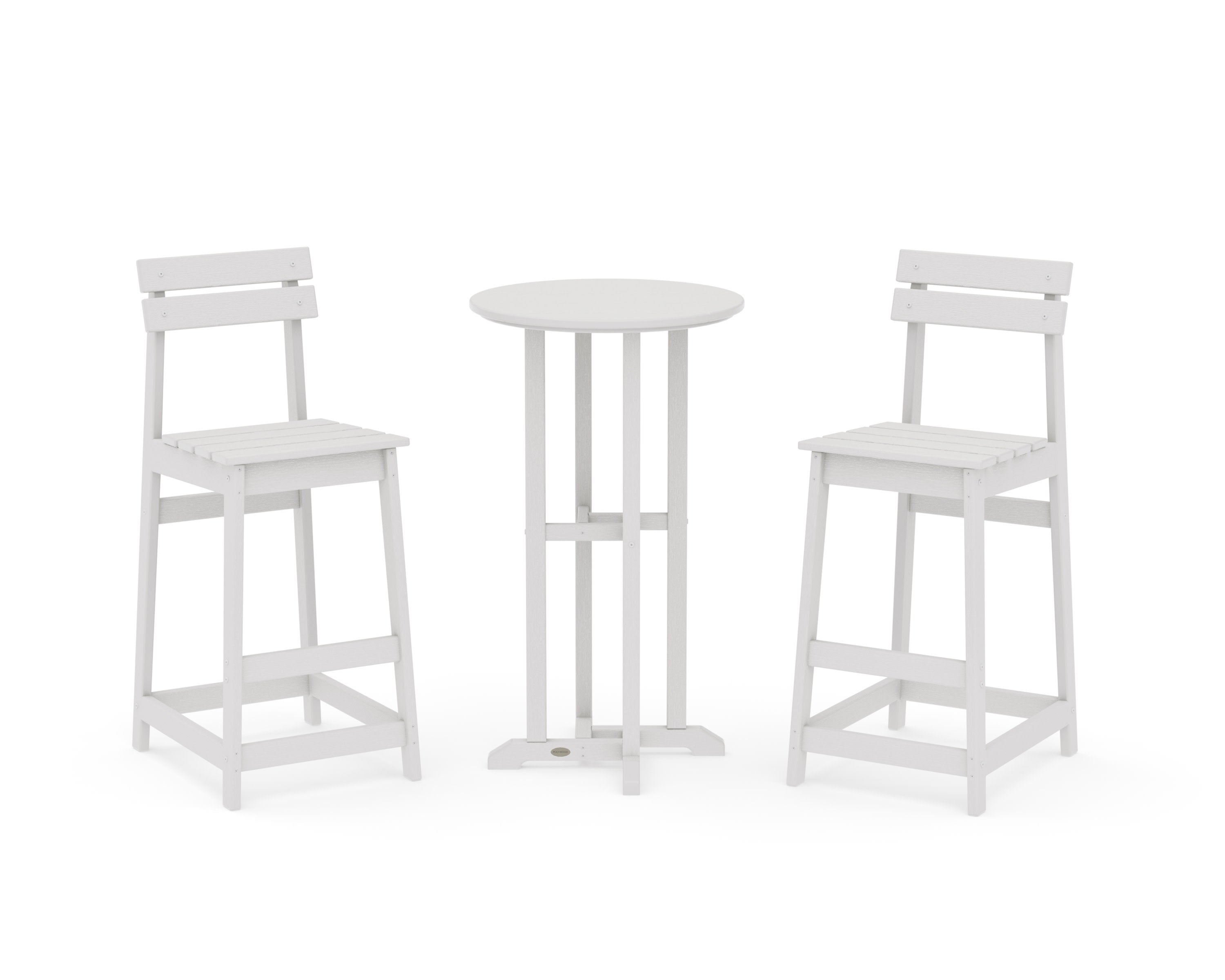 Modern Studio Plaza Bar Chair 3-Piece Bistro Set in Vintage White
