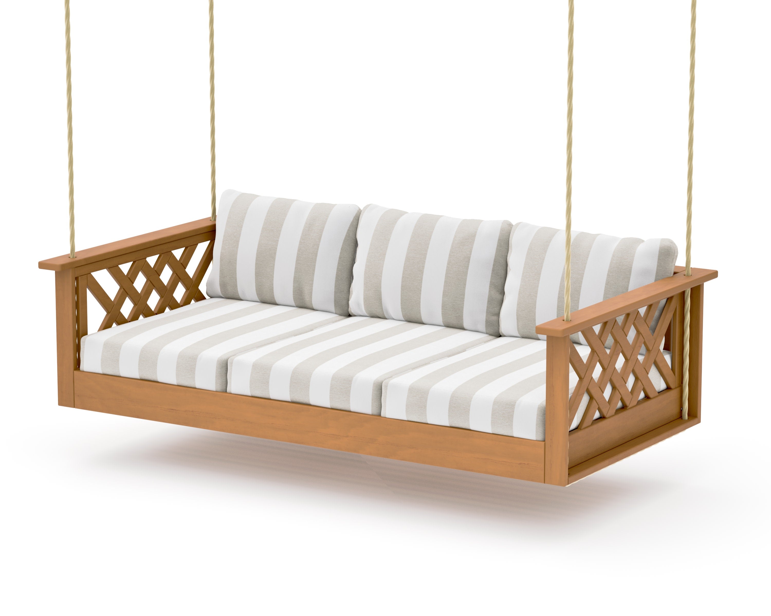 Wovendale Daybed Swing in Natural / Cabana Stripe Dune Burlap