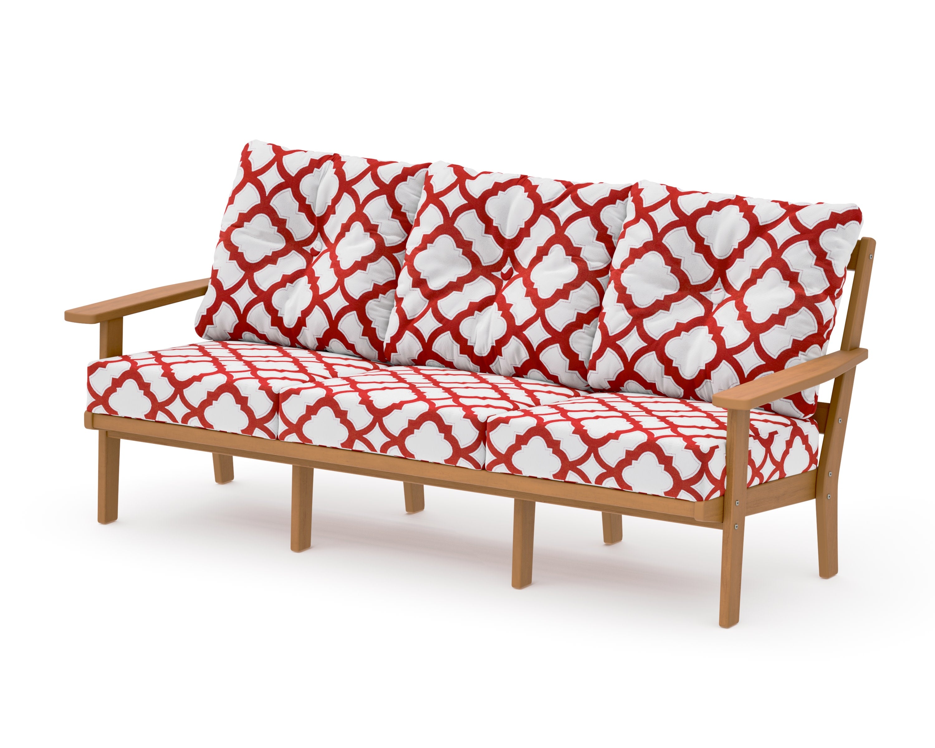 PrairieDeep Seating Sofa in Natural / Trellis Crimson