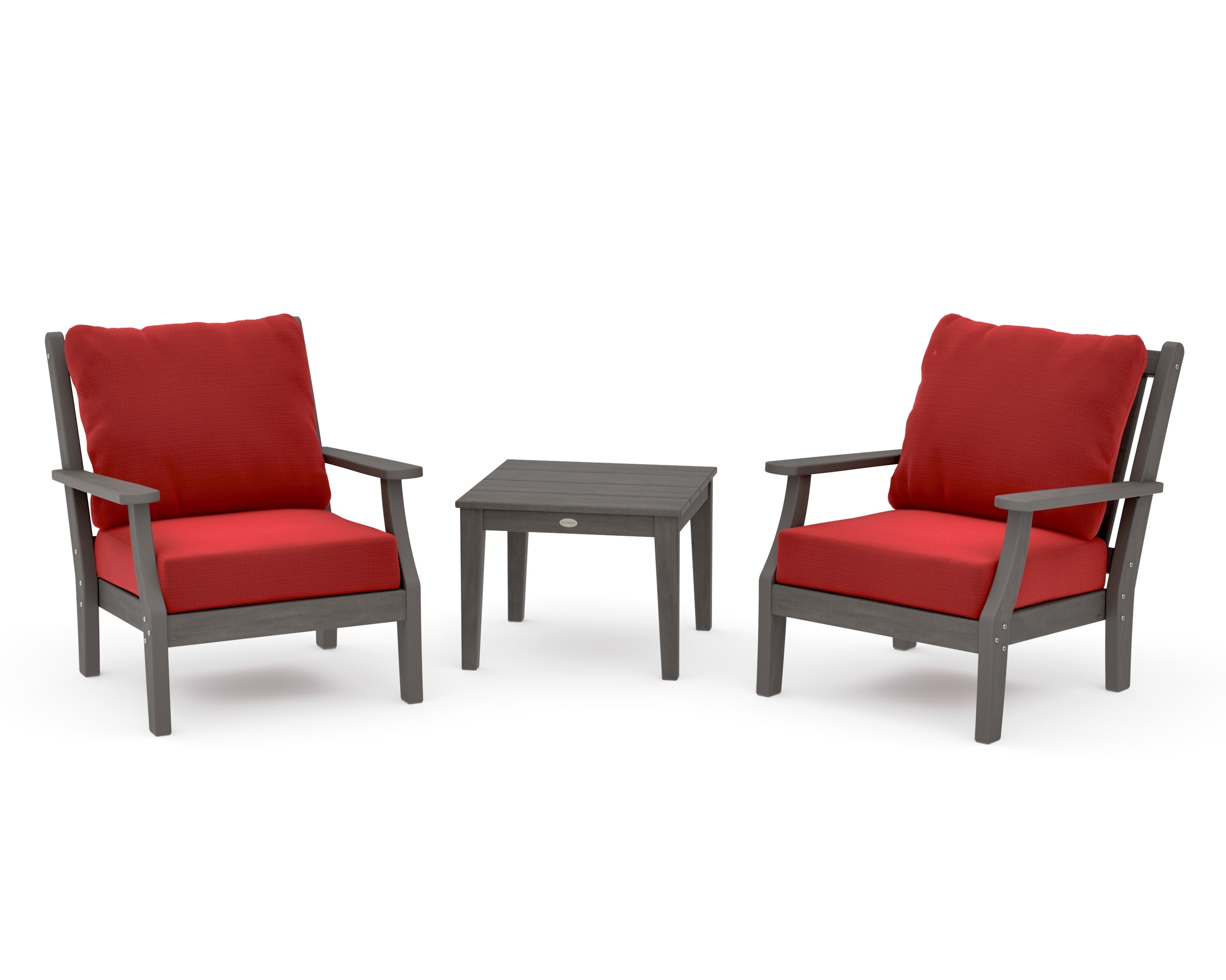 Wovendale 3-Piece Deep Seating Set in Driftwood / Crimson Linen