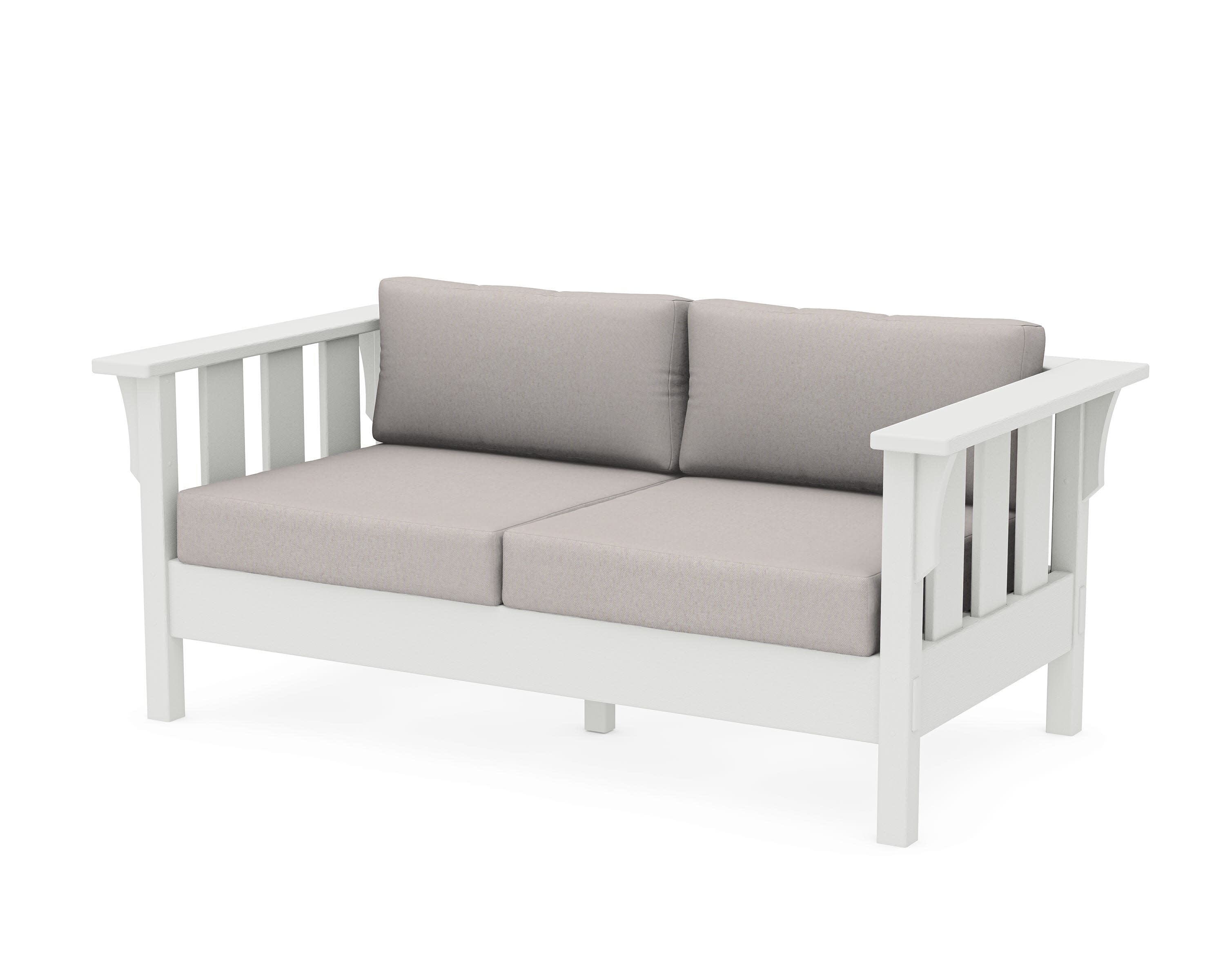 Acadia Deep Seating Loveseat in Vintage White / Dune Burlap