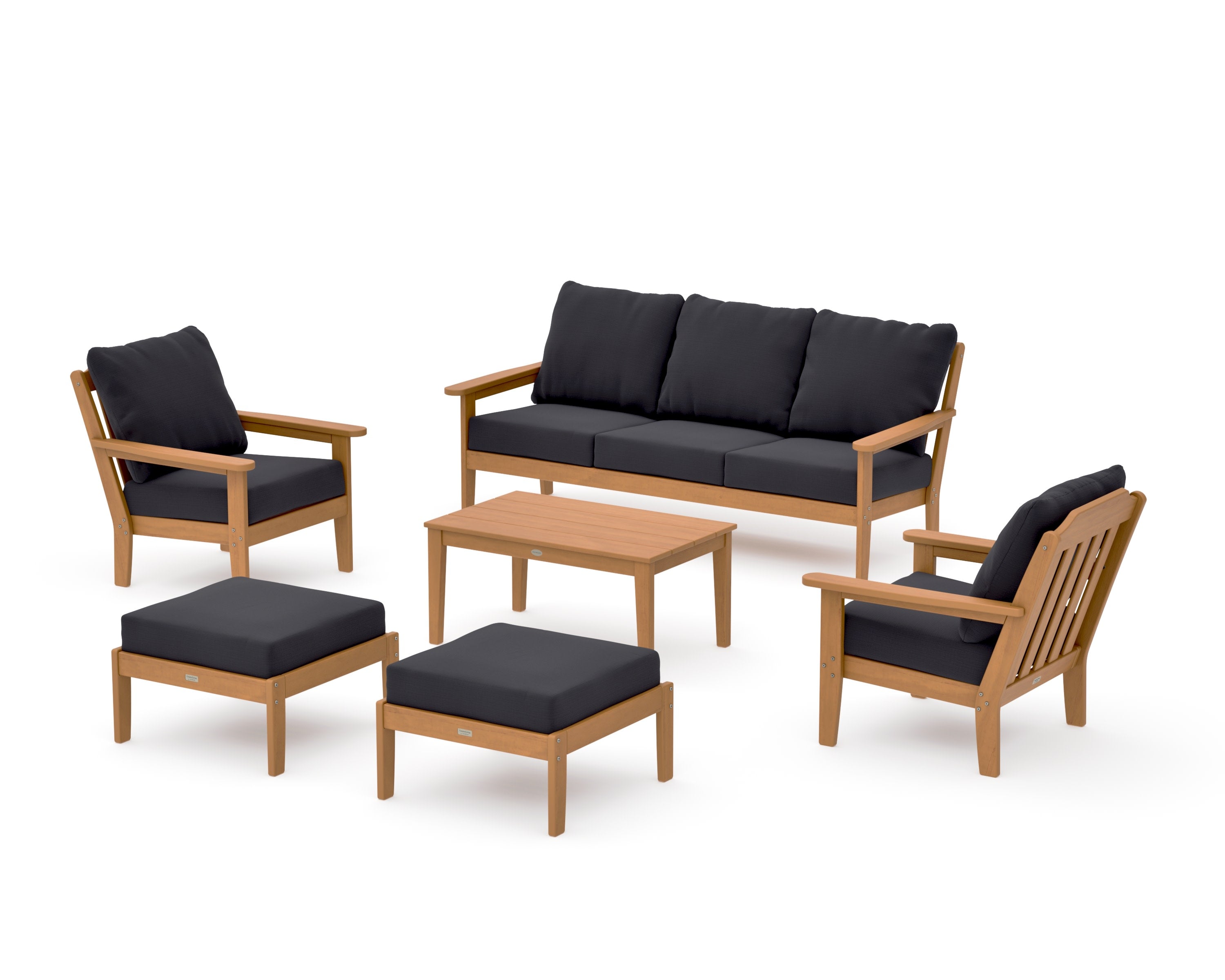 Cottage 6-Piece Lounge Sofa Set in Natural / Midnight Linen