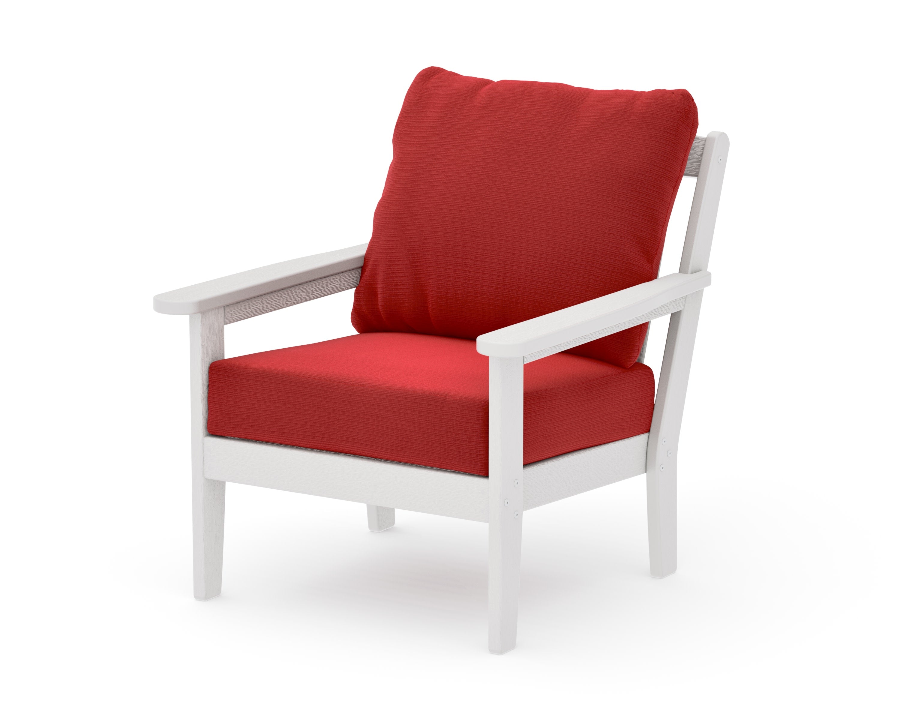 Cottage Deep Seating Chair in Vintage White / Crimson Linen