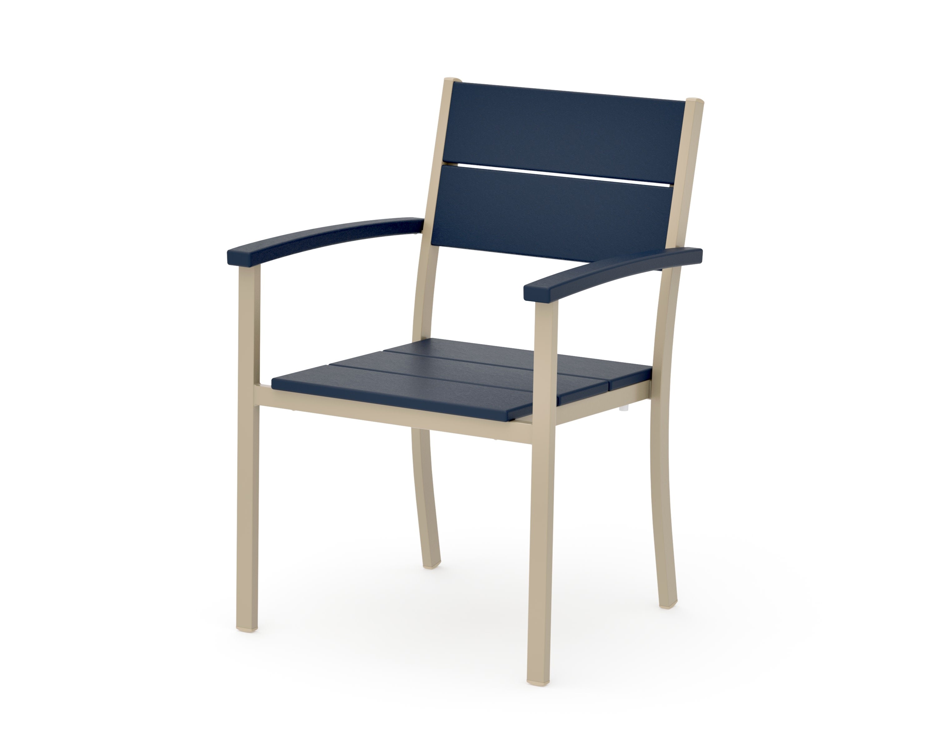 Main Street Stacking Dining Arm Chair in Sand / Navy