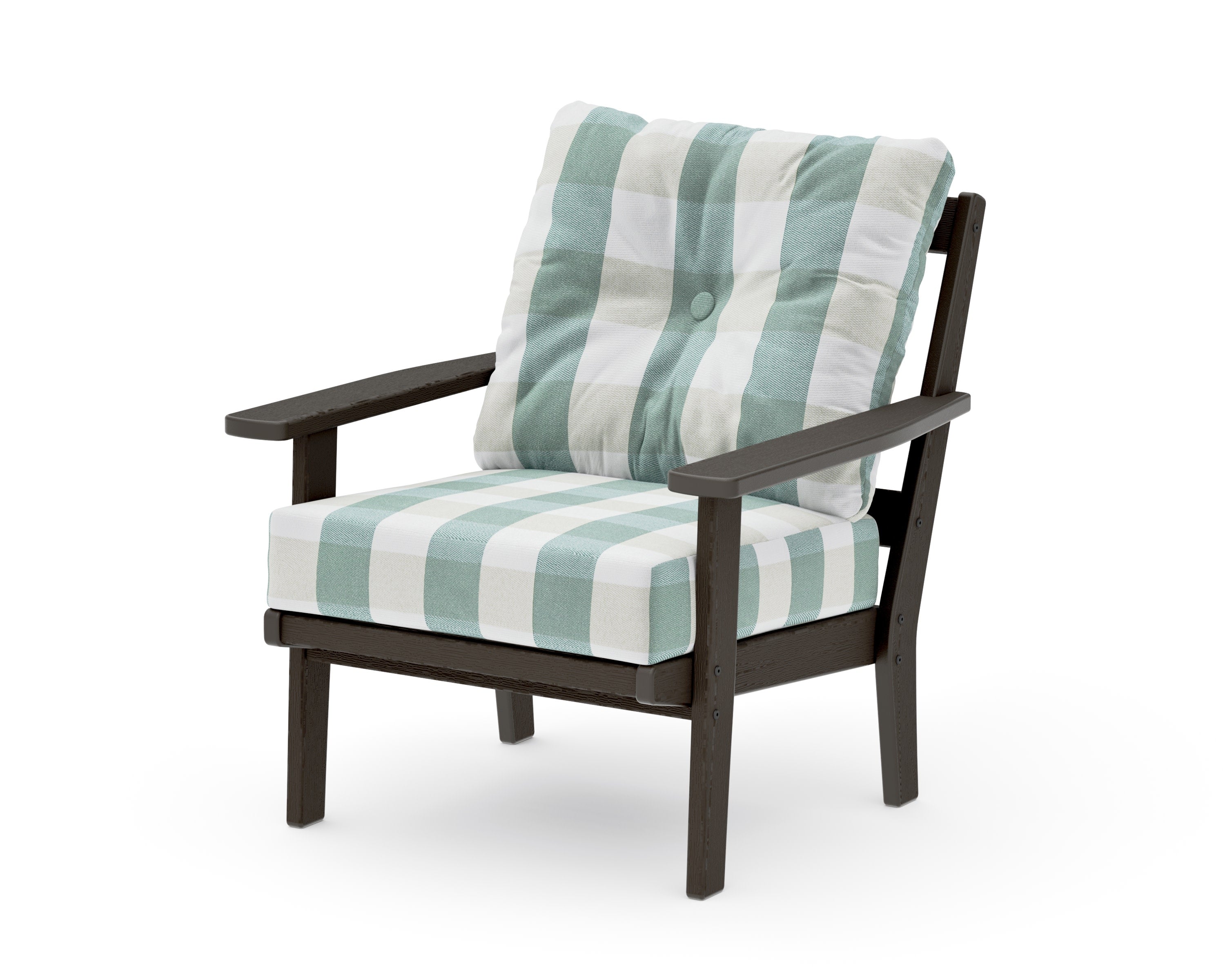 Prairie Deep Seating Chair in Vintage Coffee / Buffalo Plaid Glacier Spa