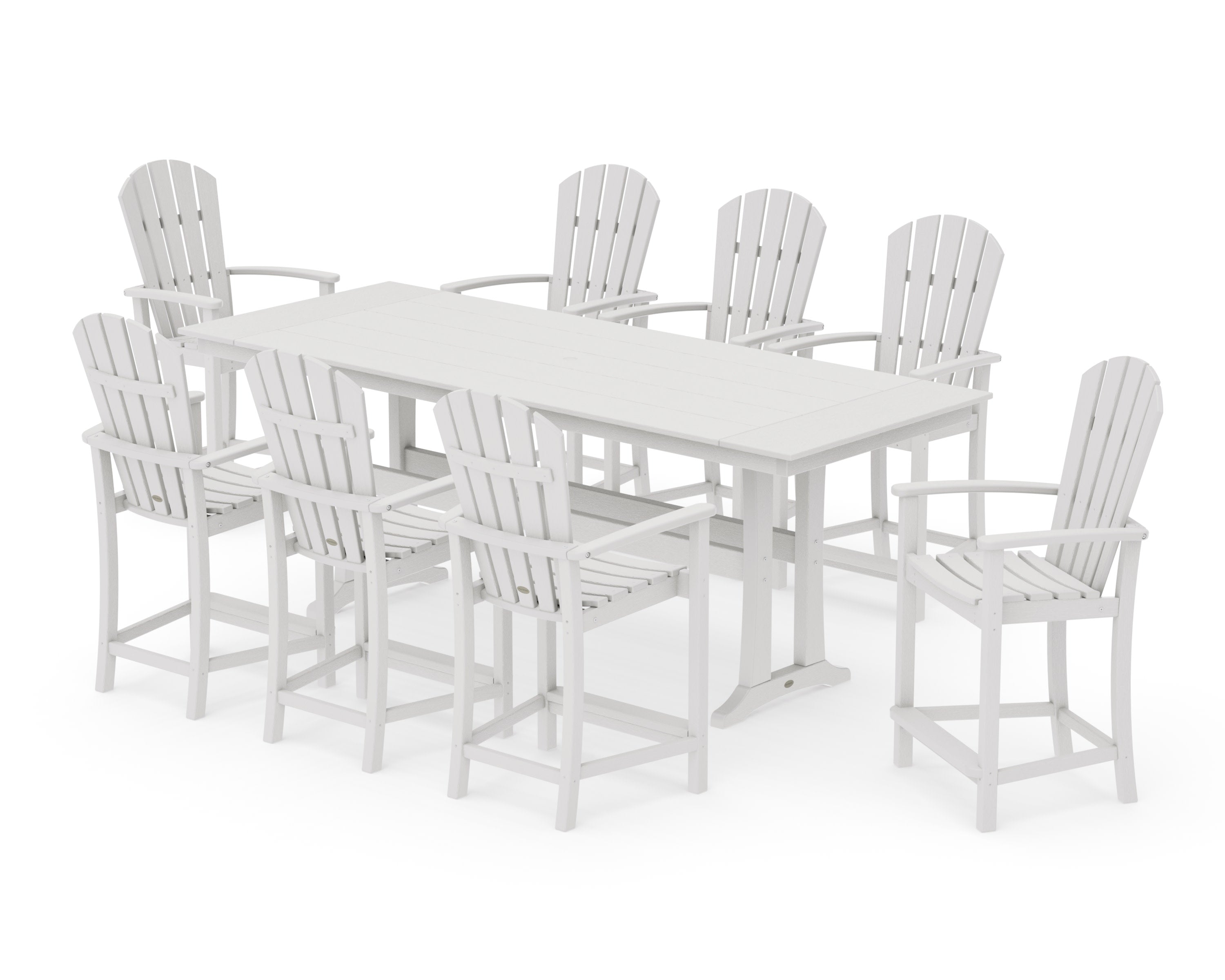 Palm Coast 9-Piece Farmhouse Counter Set with Trestle Legs in Vintage White