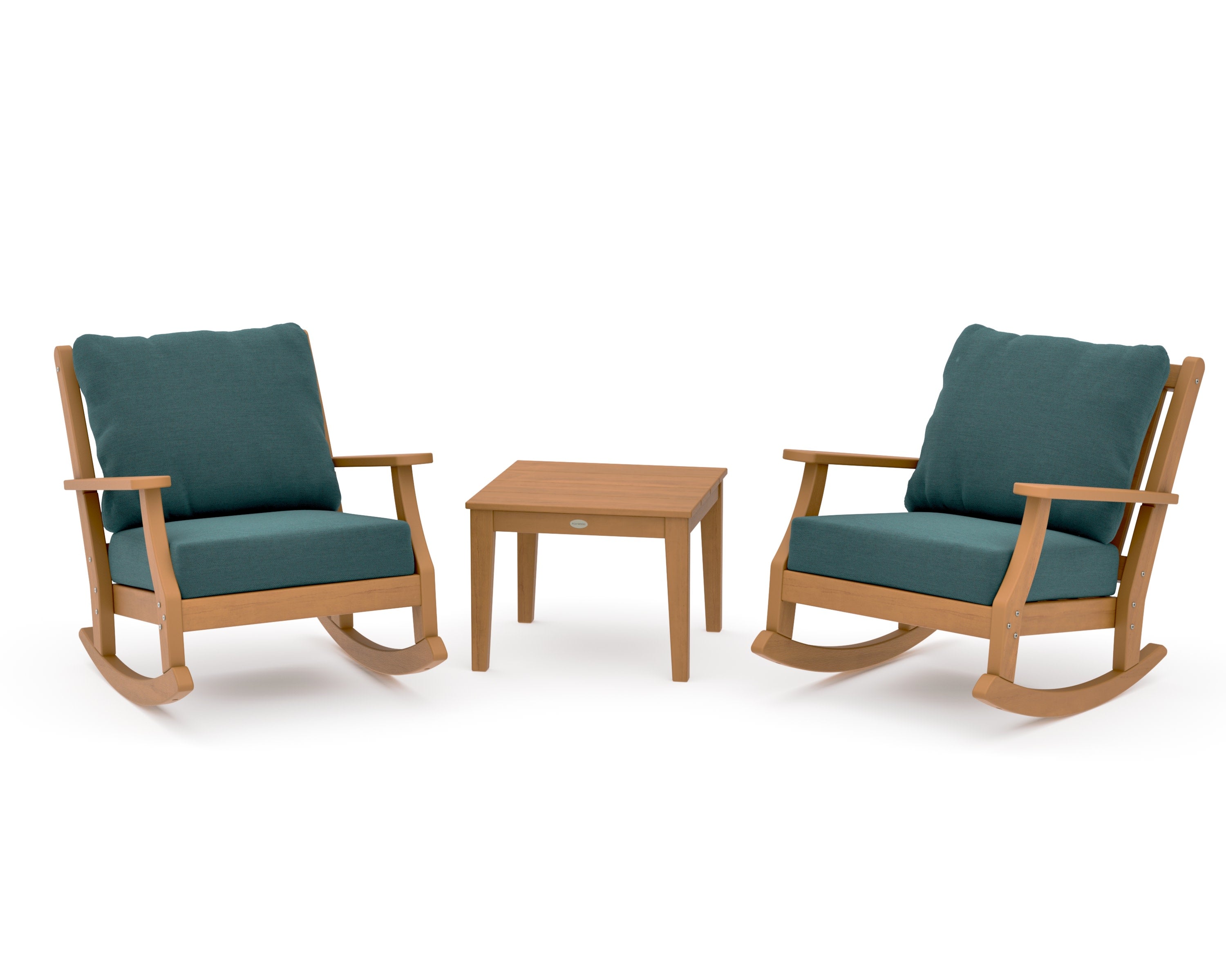 Wovendale 3-Piece Deep Seating Rocker Set in Natural / Ocean Teal