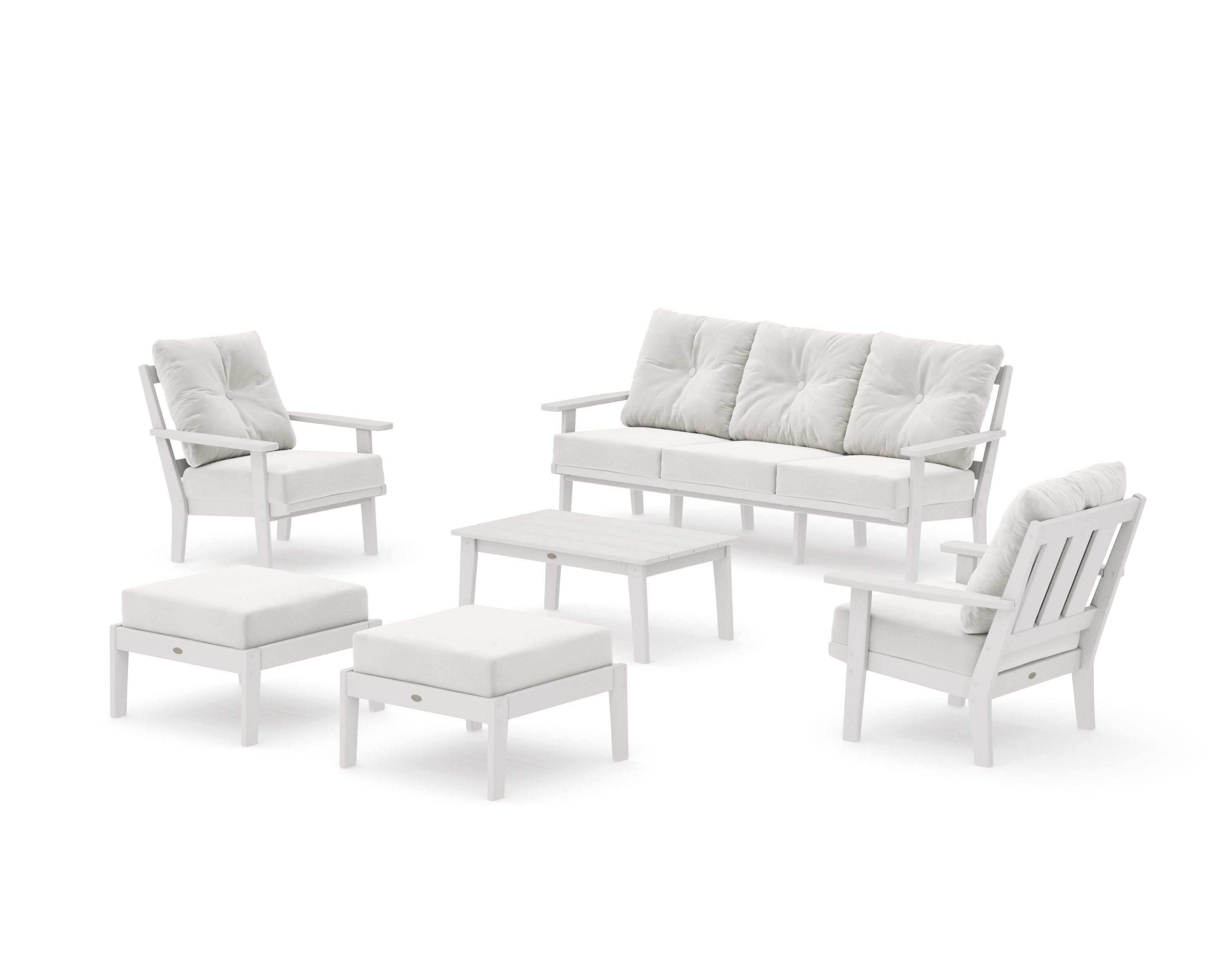 Oxford 6-Piece Lounge Sofa Set in Vintage White / Natural Linen