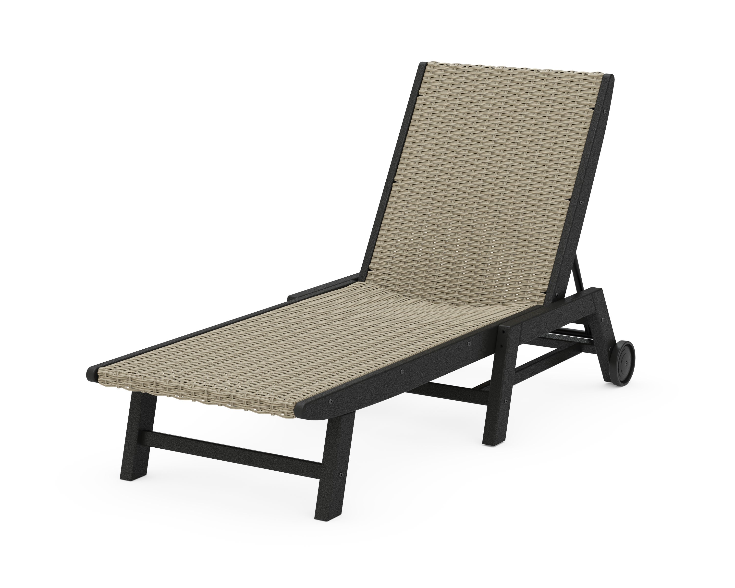 Coastal Woven Chaise with Wheels in Black / Dune Grass