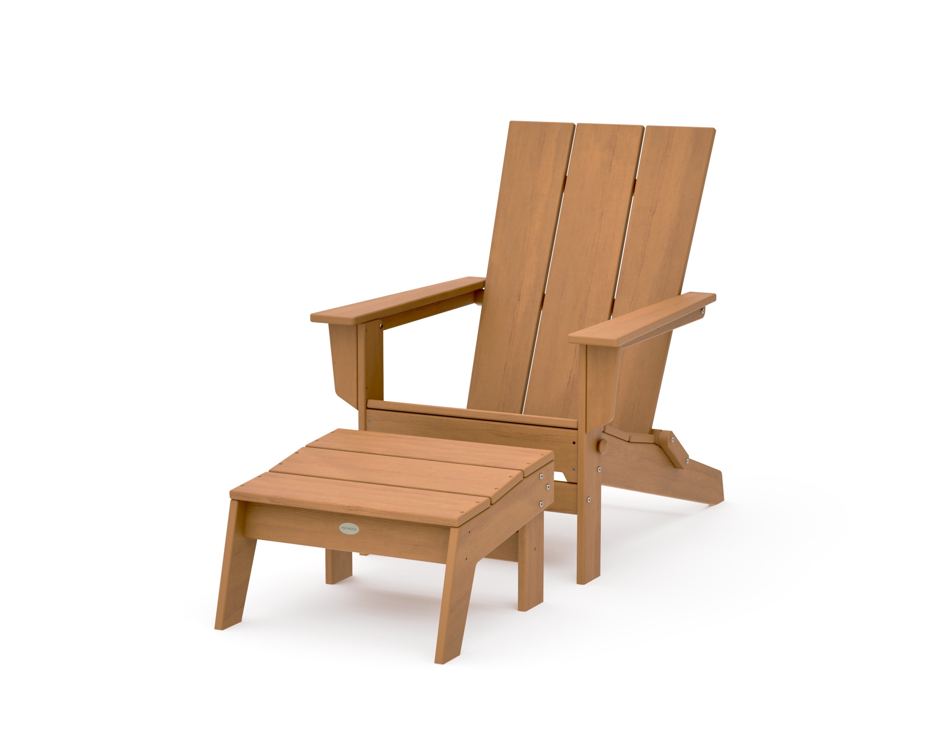 Modern Studio Folding Adirondack Chair with Ottoman in Natural