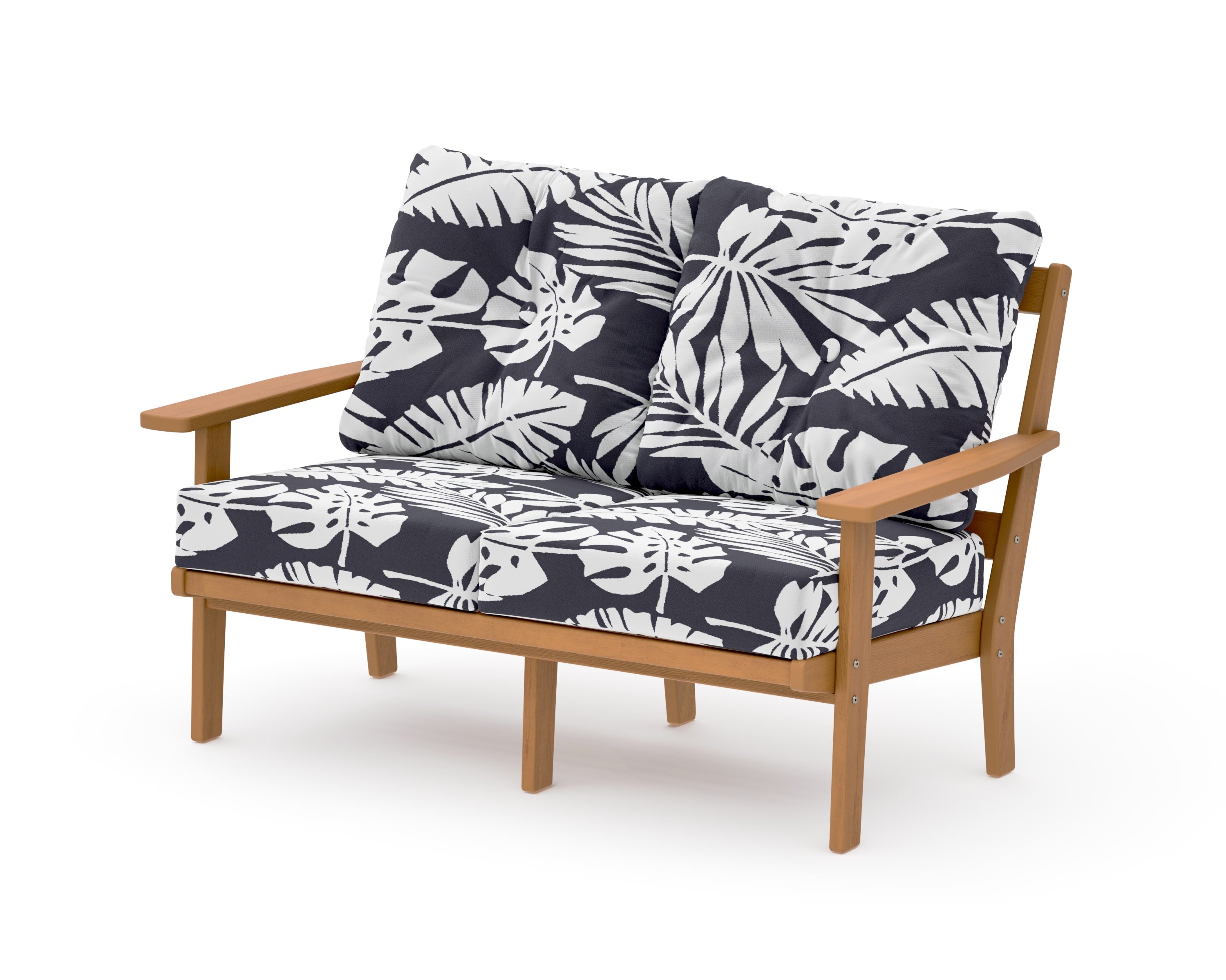 Prairie Deep SeatingLoveseat in Natural / Leaf Navy