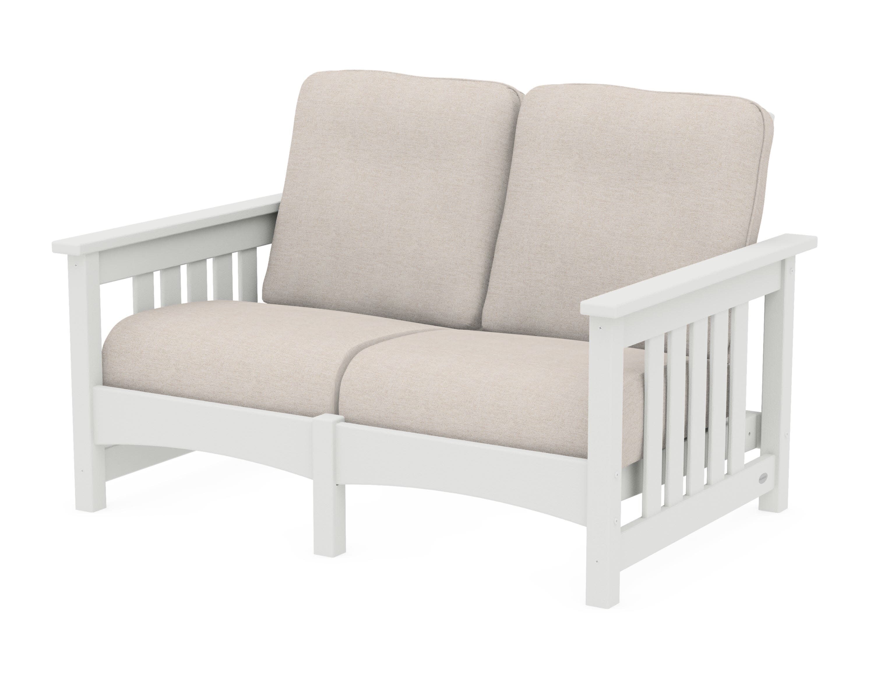 Club Mission Loveseat in Vintage White / Nuance Cloud