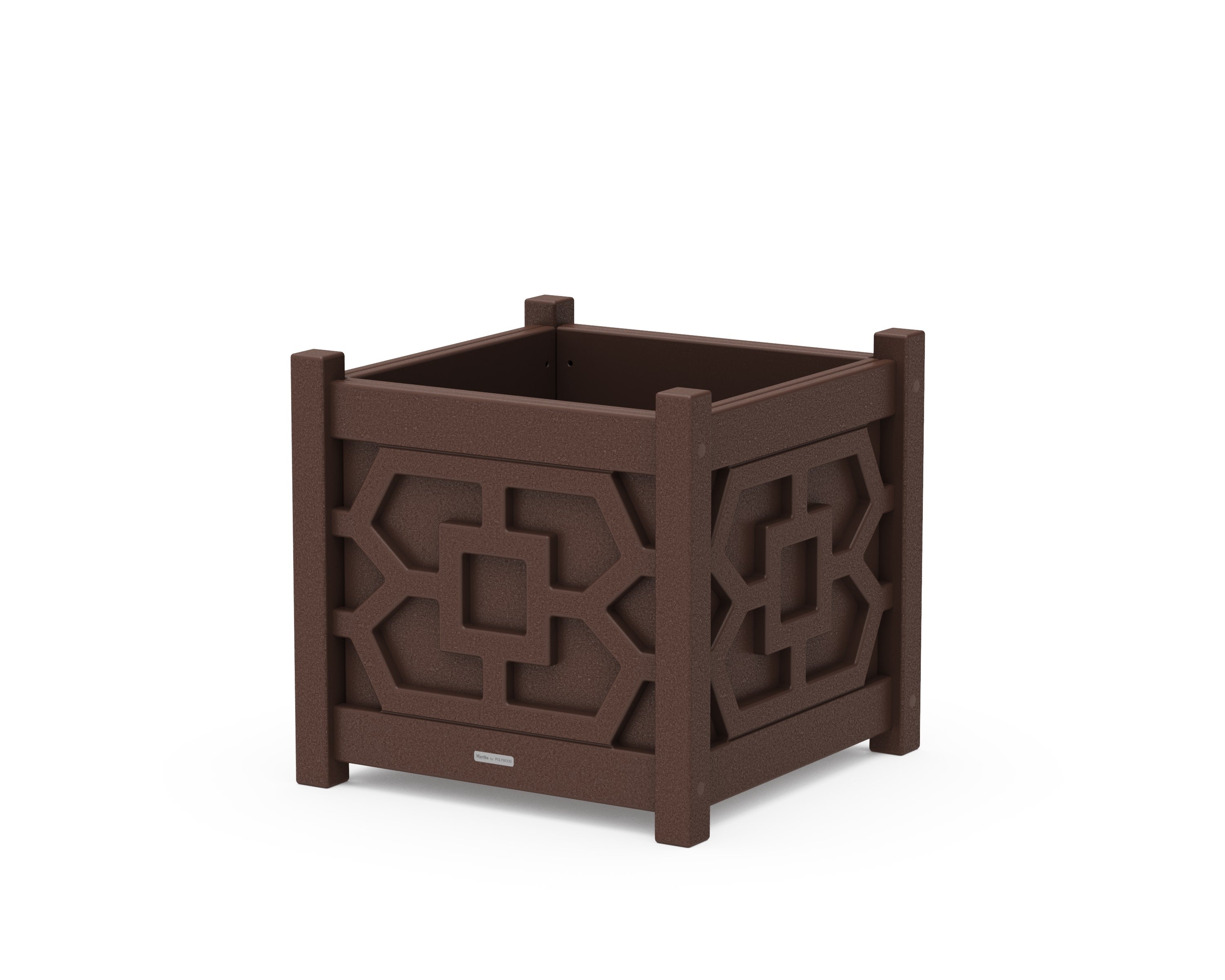 Chinoiserie Large Square Planter Box in Mahogany