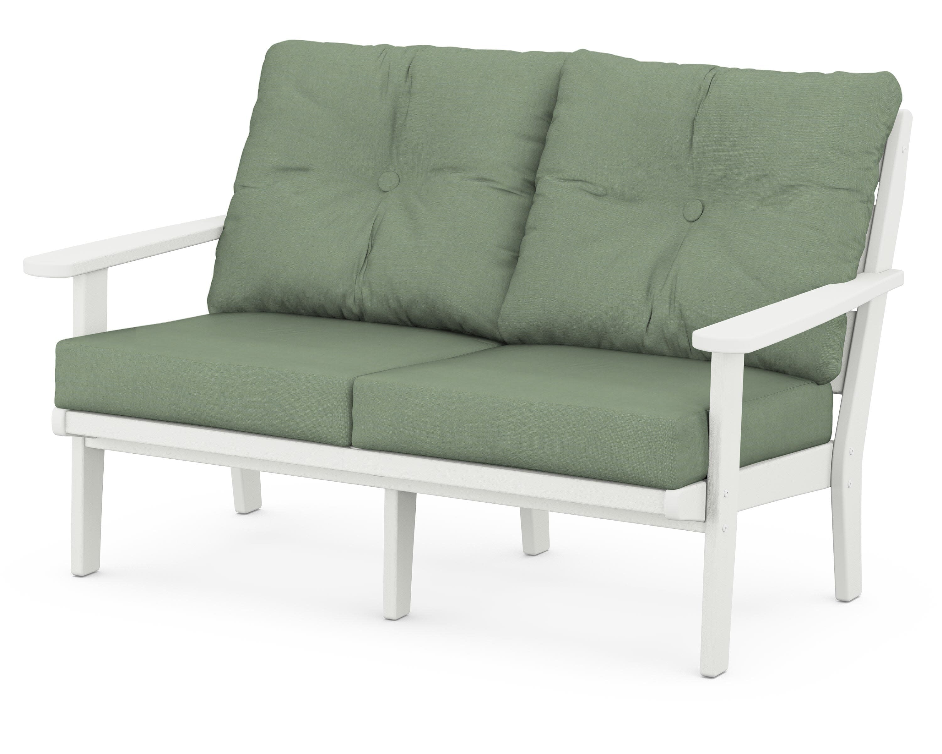 Lakeside Deep Seating Loveseat in Vintage White / Exhale Rainwashed